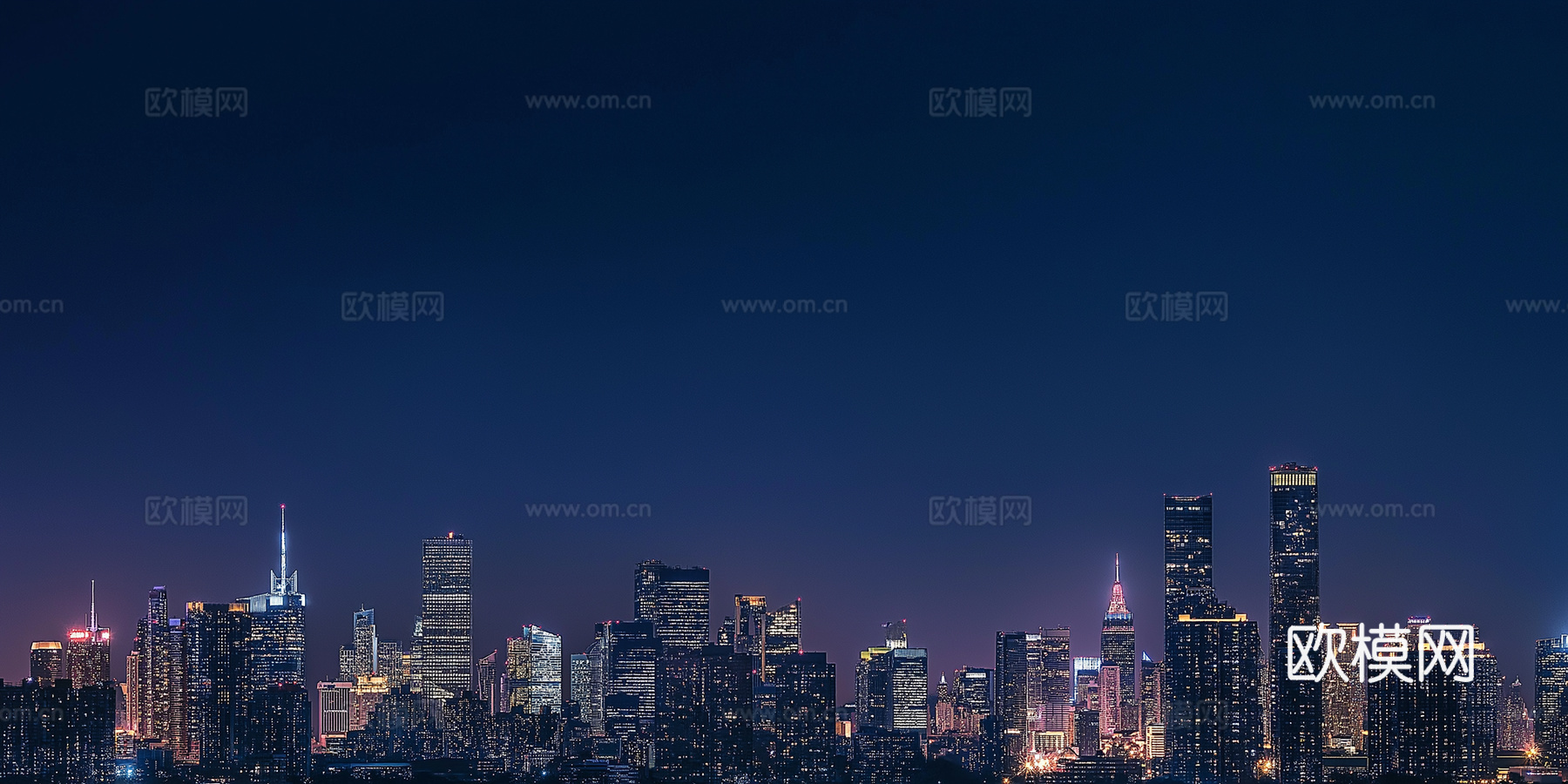 现代城市傍晚外景夜景