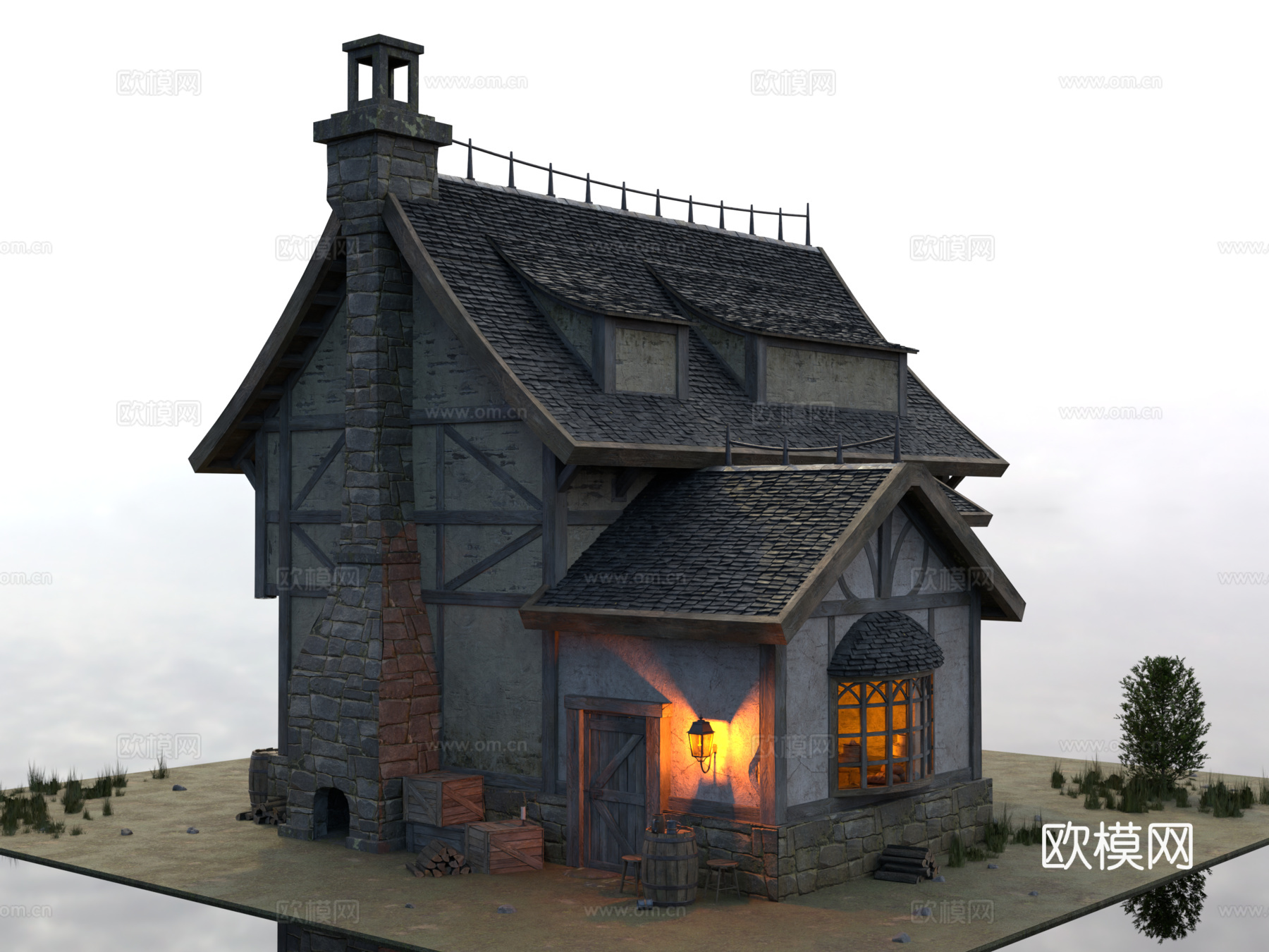 中世纪建筑 中世纪房屋 中世纪店铺 复古建筑 中世纪面包房su模型