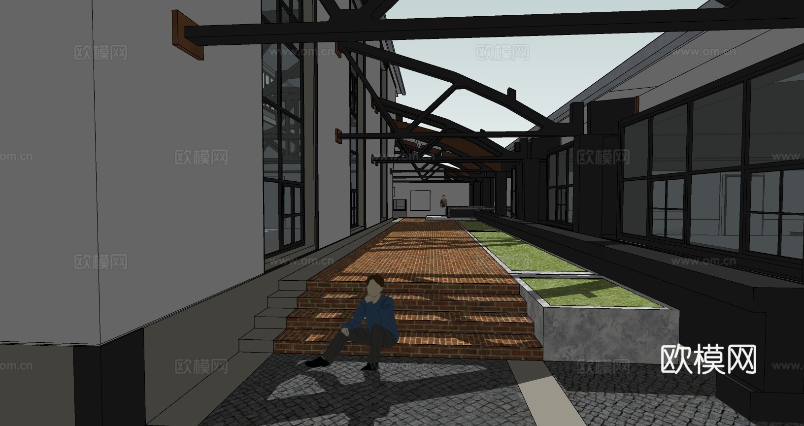 工厂改造展馆商业建筑su模型