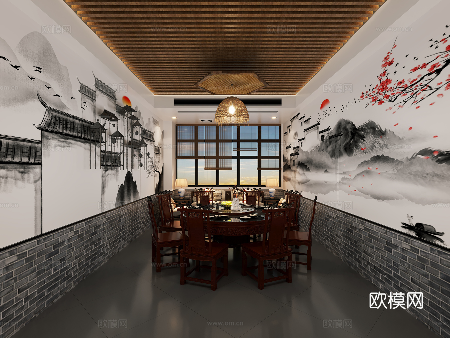 新中式餐饮包厢3d模型