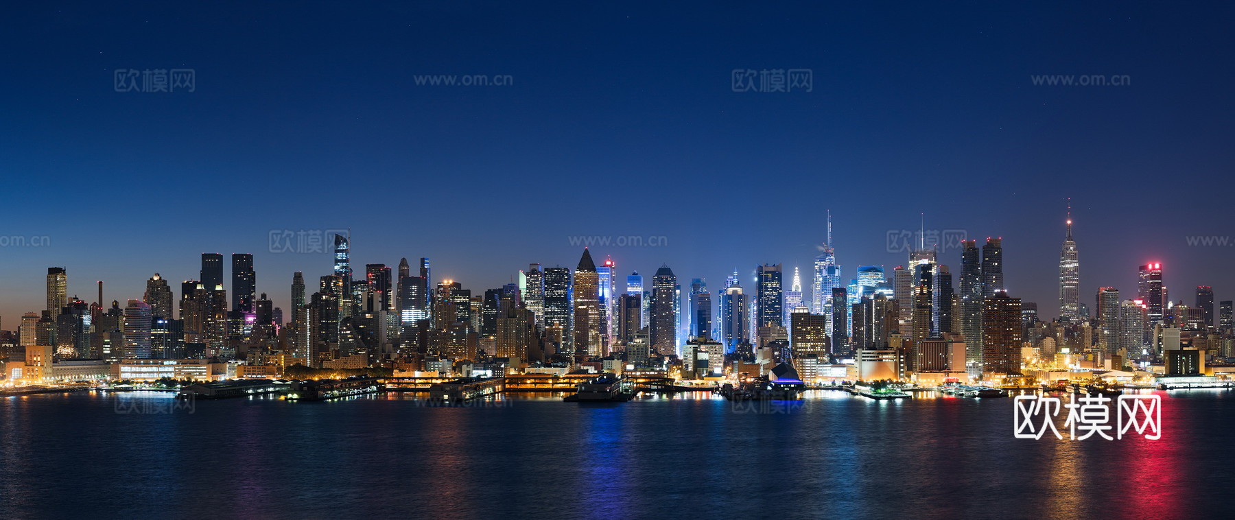 现代城市傍晚外景夜景
