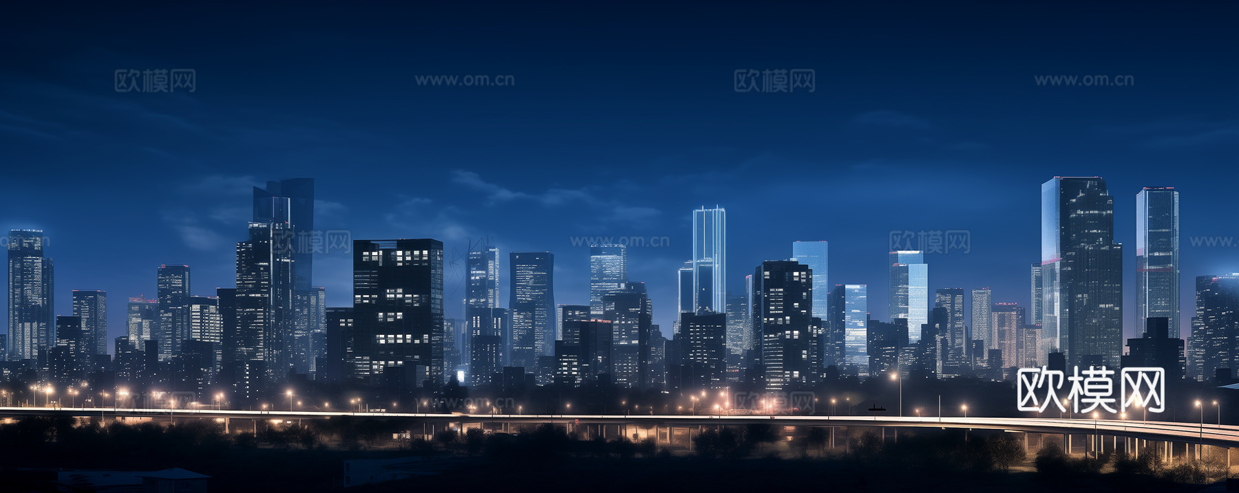 现代城市傍晚外景夜景
