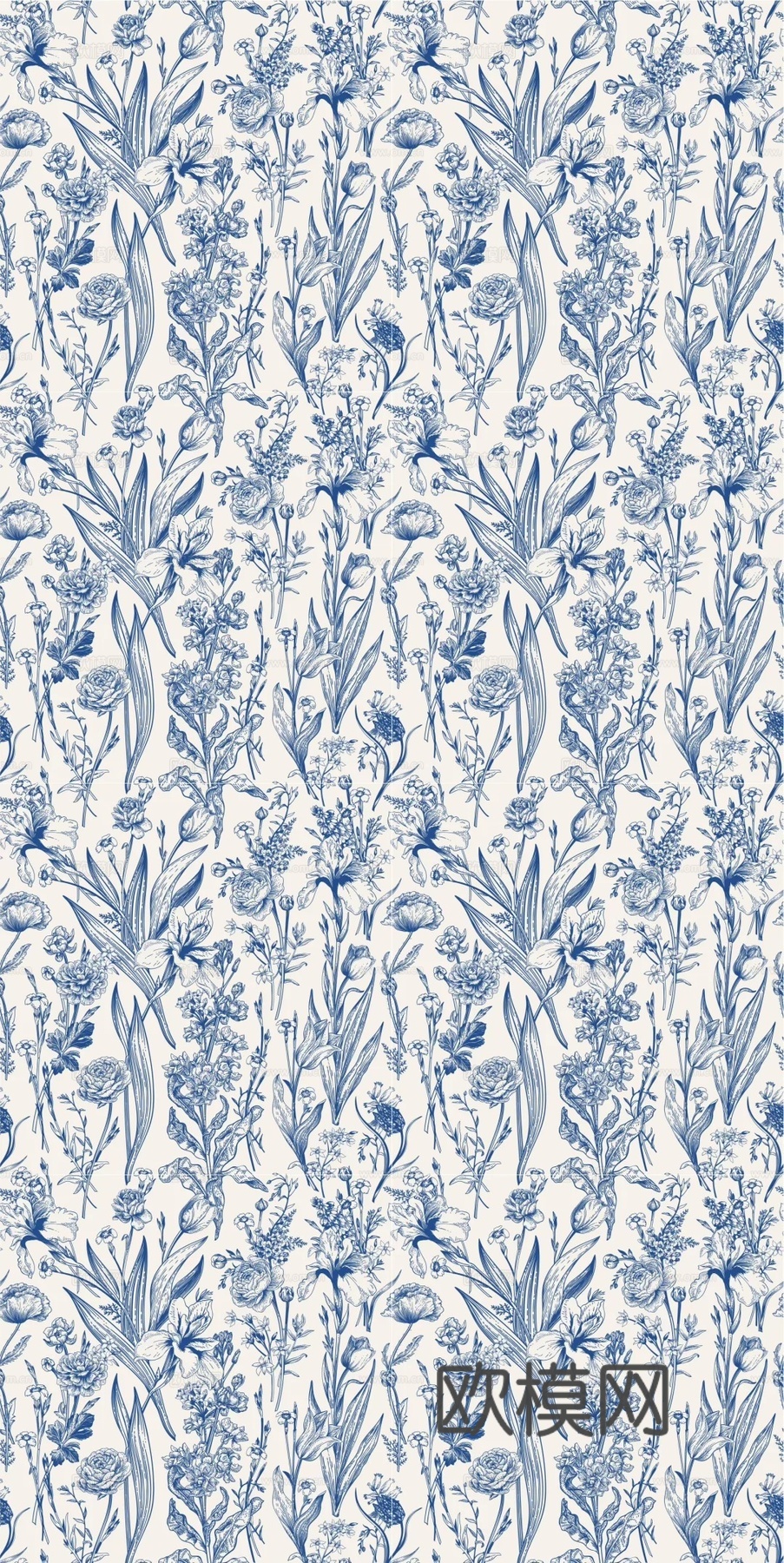中式法式青花壁纸下载
