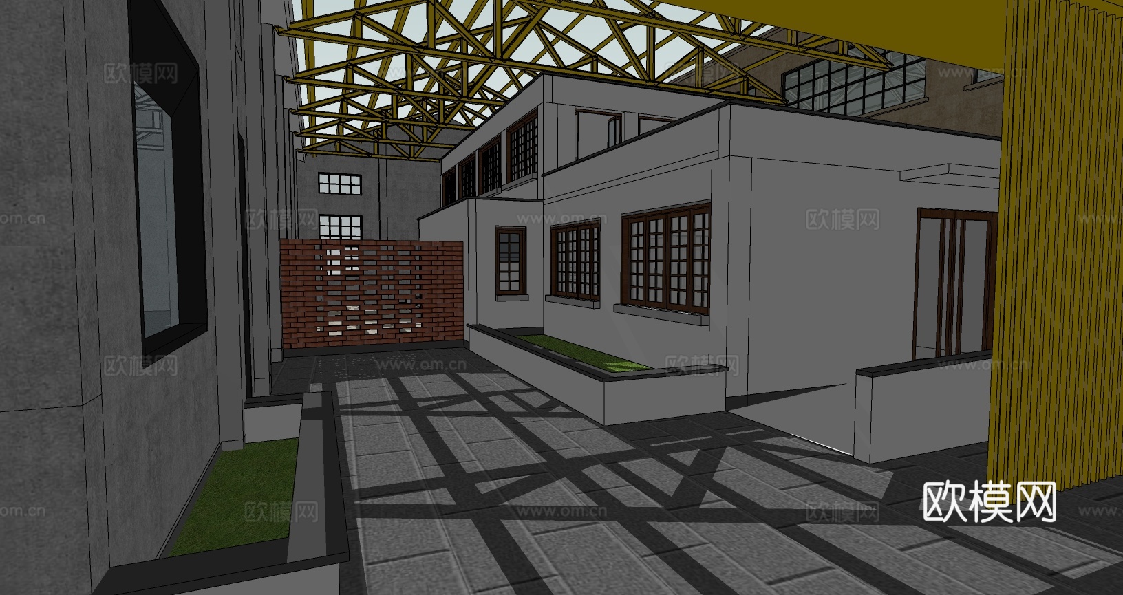 工厂改造展馆商业建筑su模型