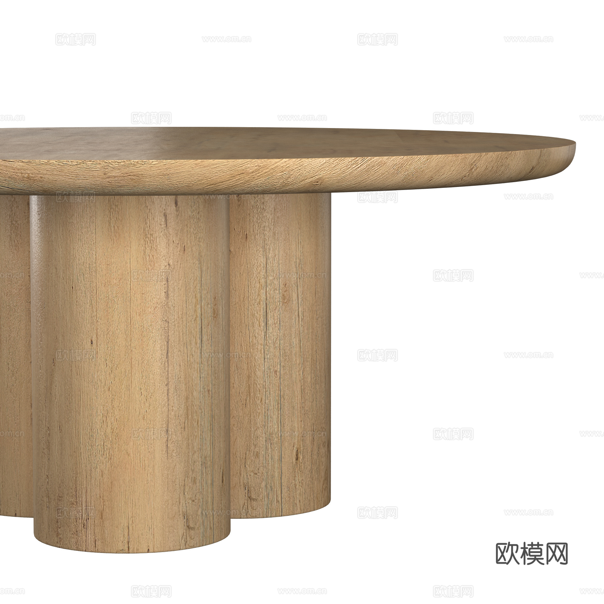 新中式实木圆餐桌3d模型下载（渲染图6）