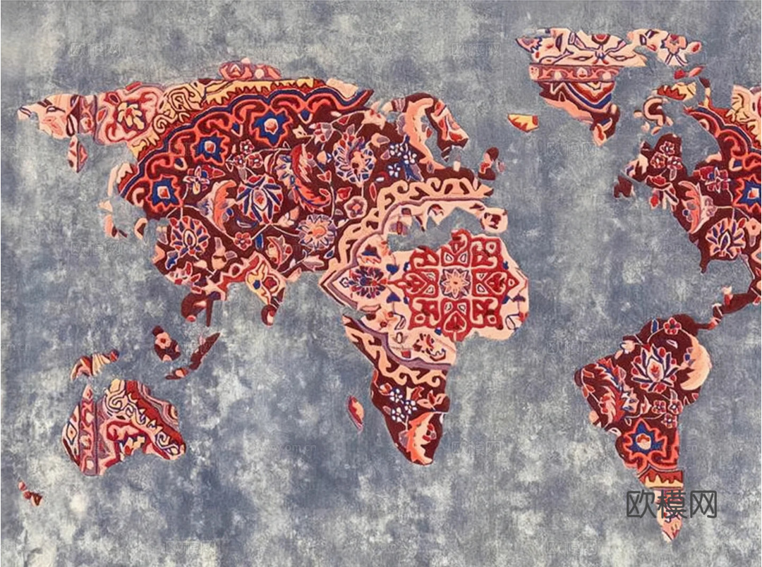 现代简约  世界地图 地毯块毯方毯挂毯