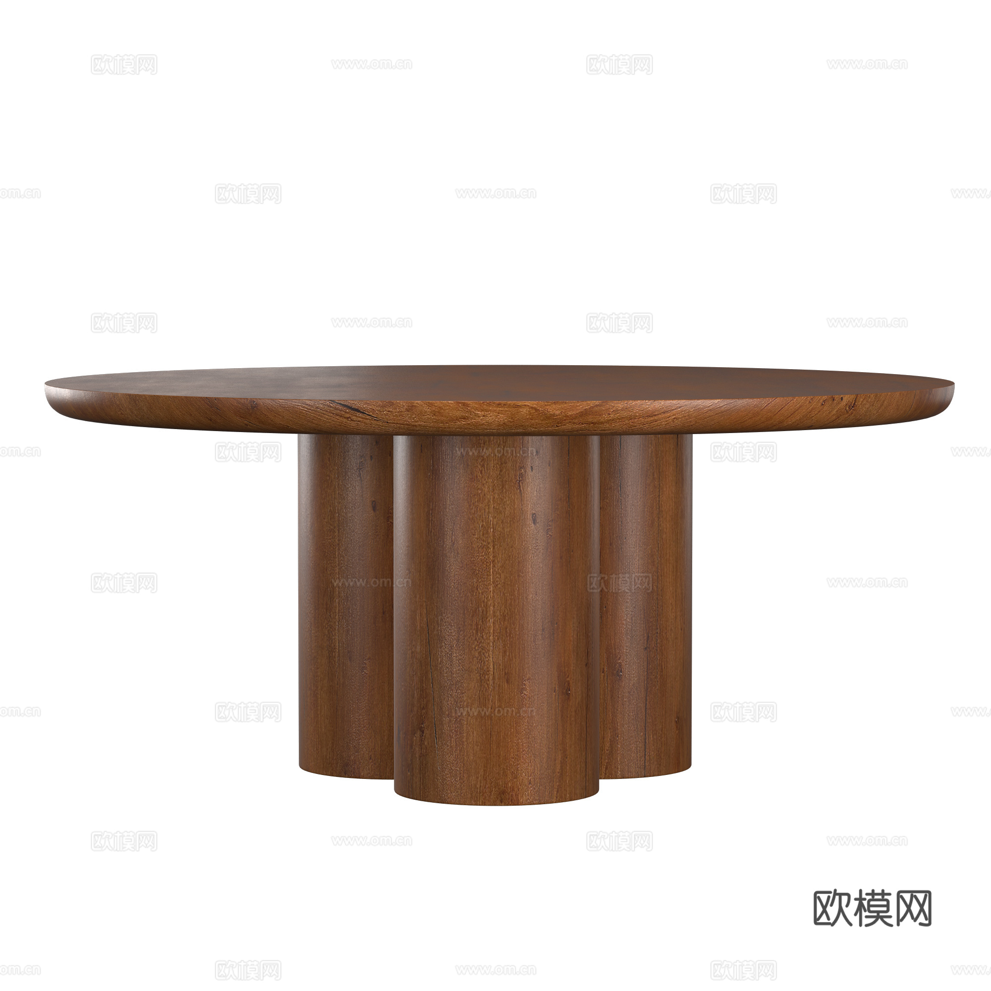 新中式实木圆餐桌3d模型下载（渲染图3）