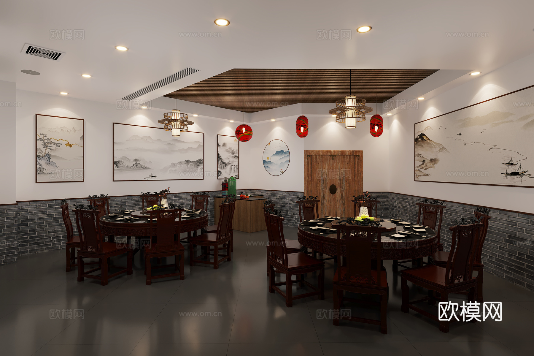 新中式餐饮包厢3d模型