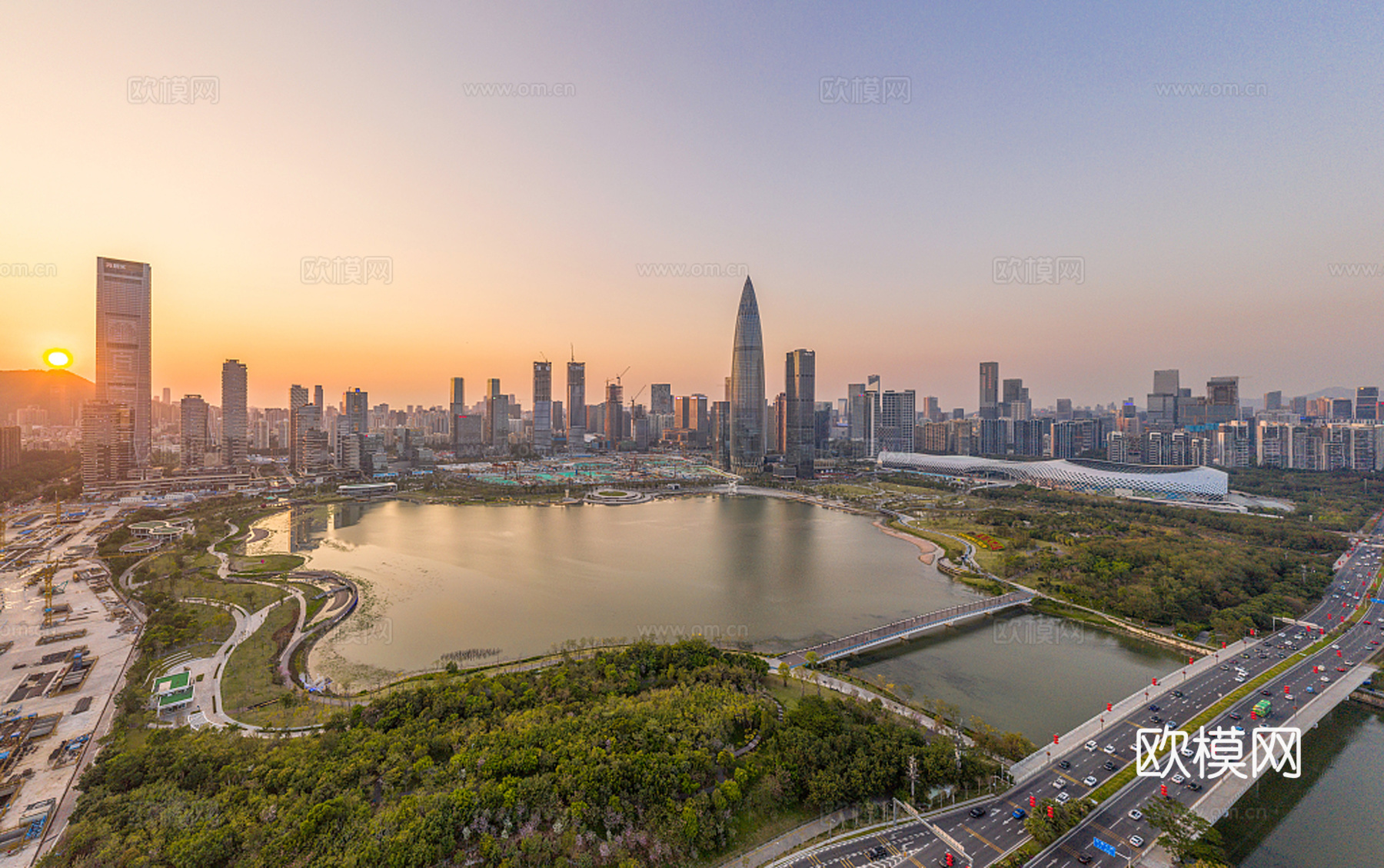 现代天空外景室外黄昏夕阳天空
