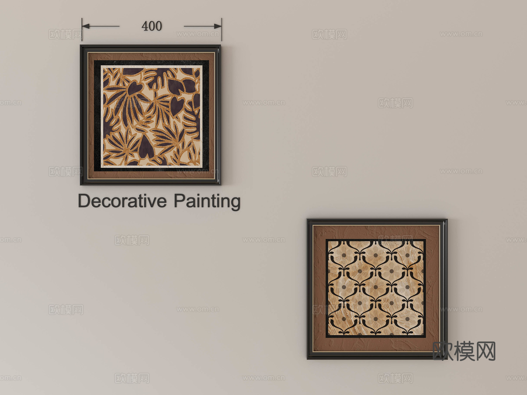 中古装饰画 油画 挂画 相框 侘寂装饰画3d模型