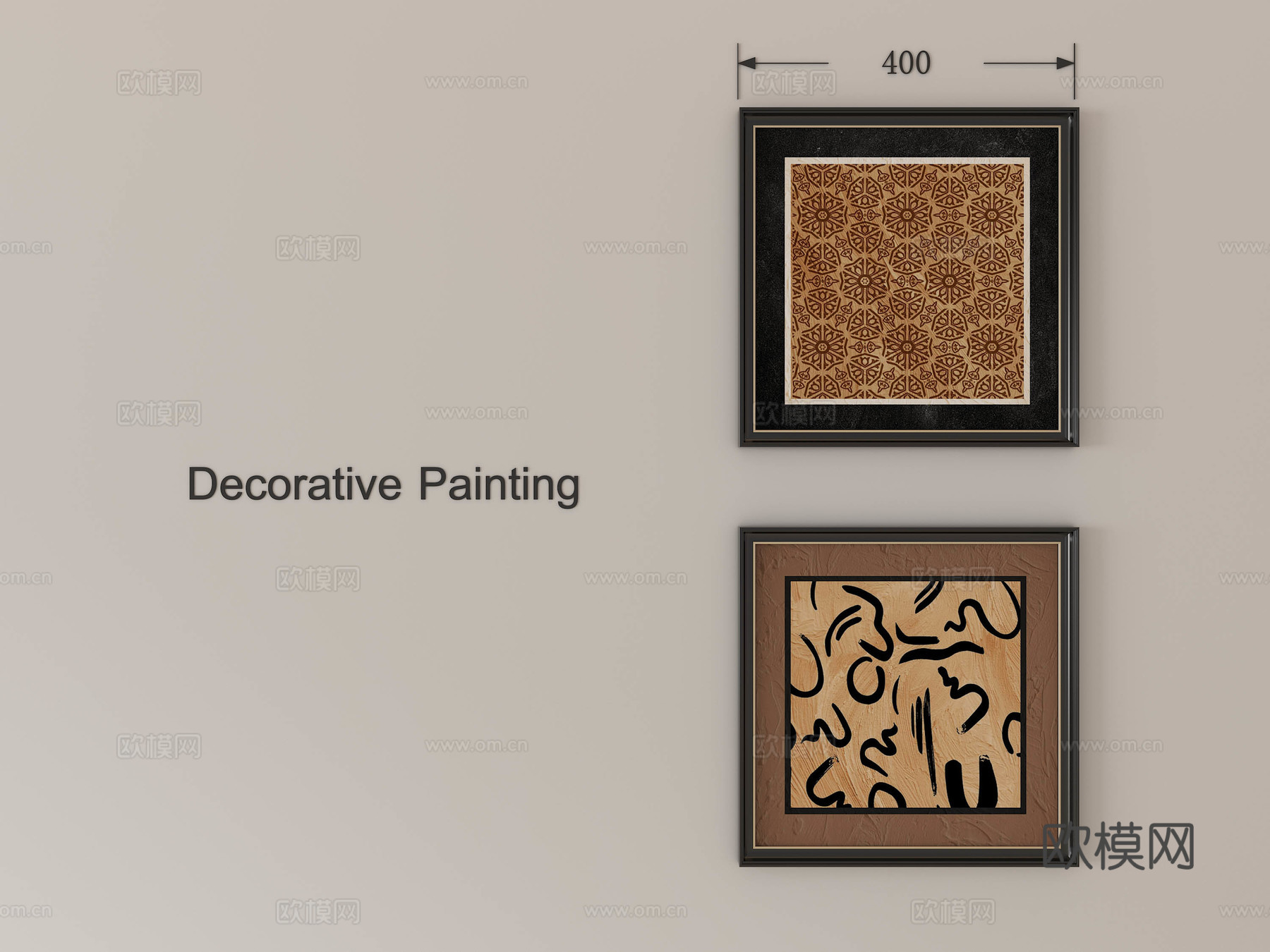 中古装饰画 油画 挂画 相框 侘寂装饰画3d模型