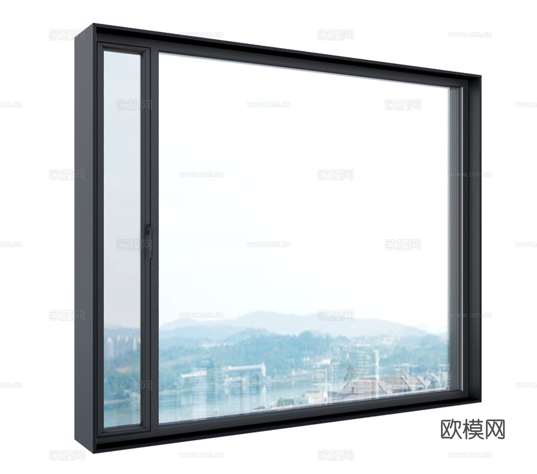 现代窗户 平开窗 极简窗户su模型