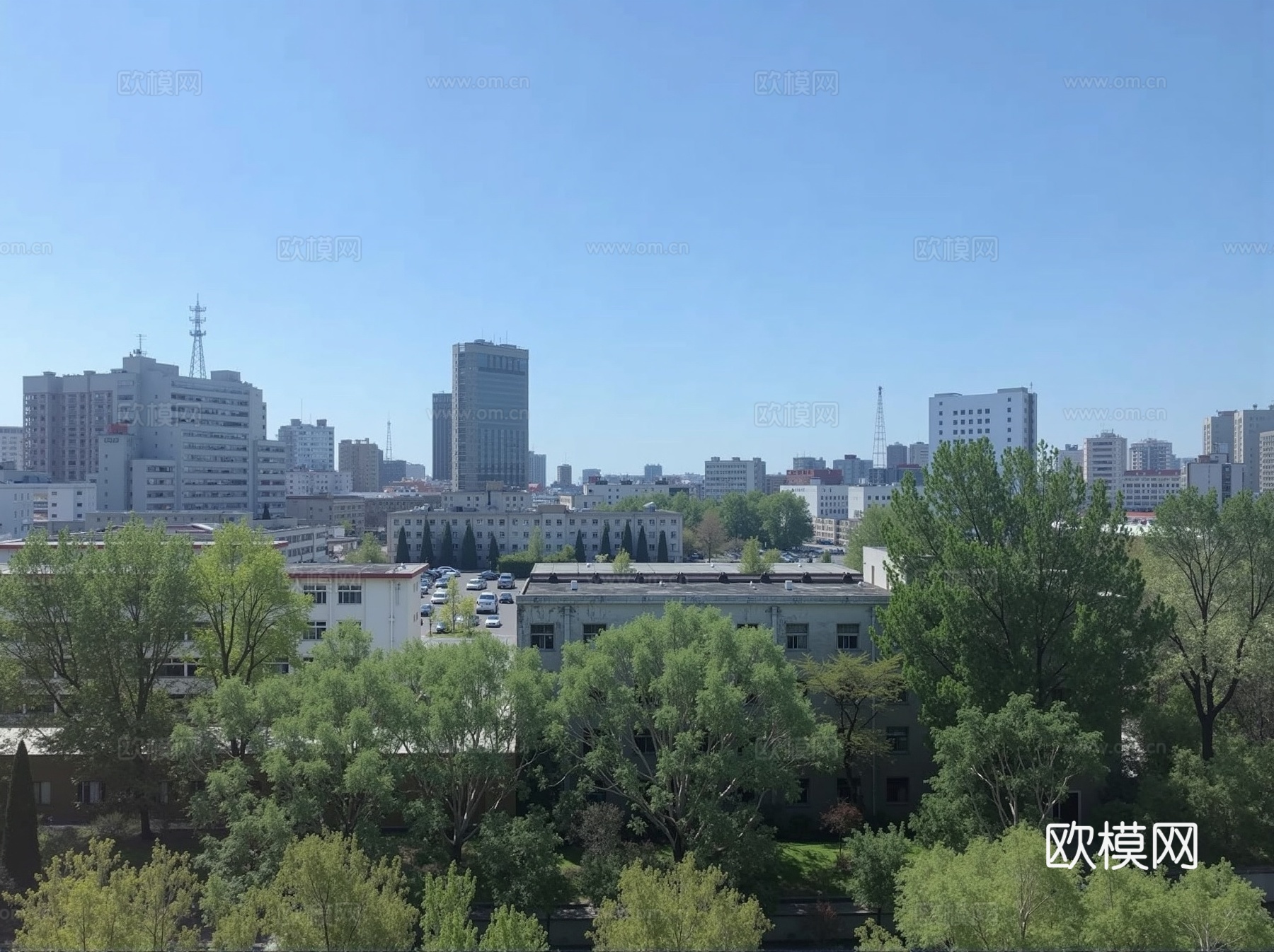 现代白天小区外景天空外景公园外景