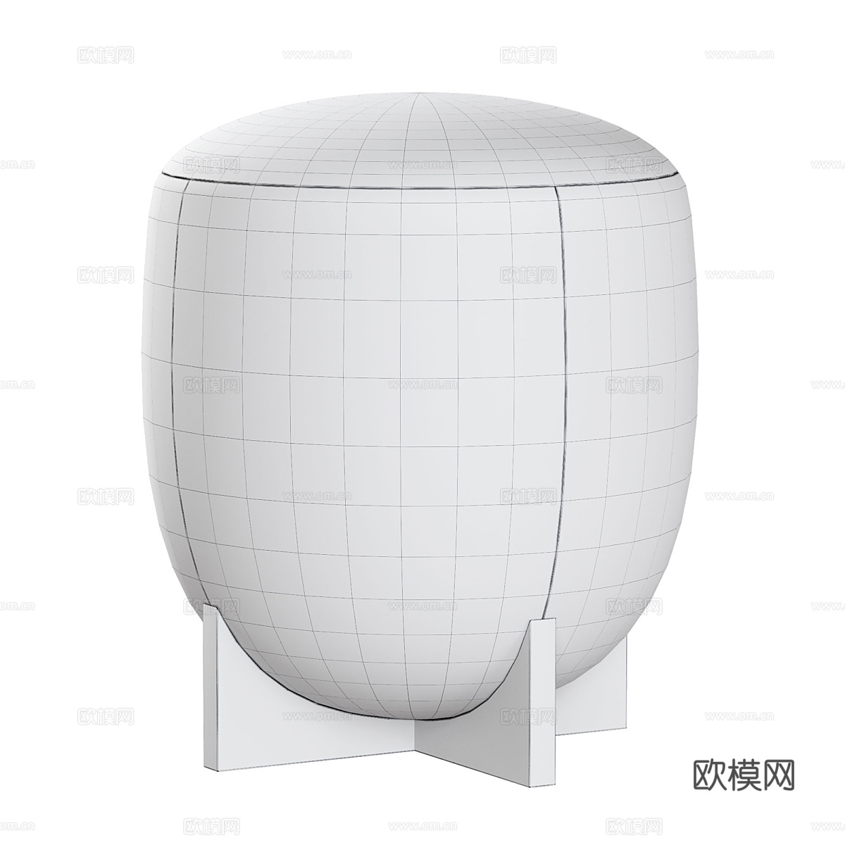 新中式布艺圆凳3d模型