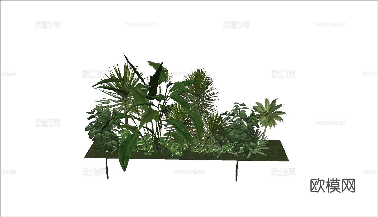 网红花草组合su模型