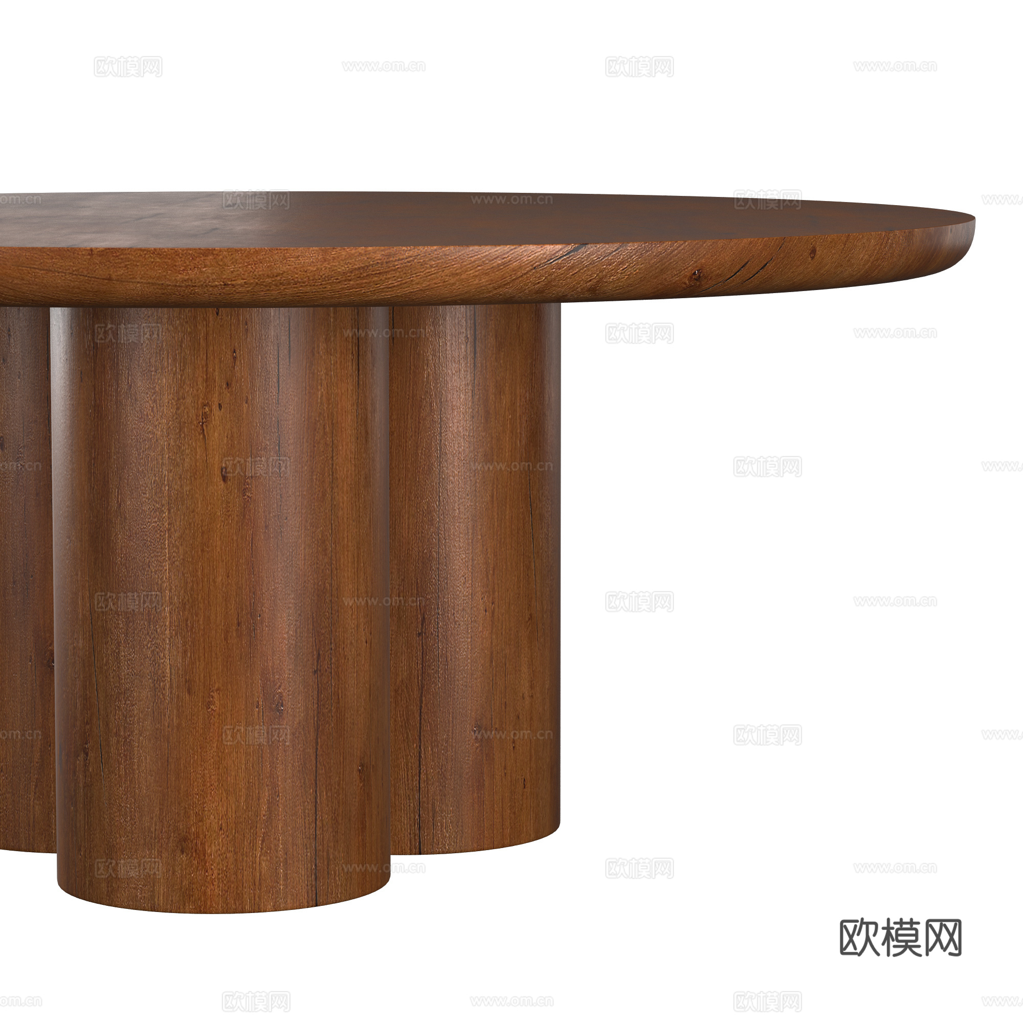 新中式实木圆餐桌3d模型下载（渲染图7）