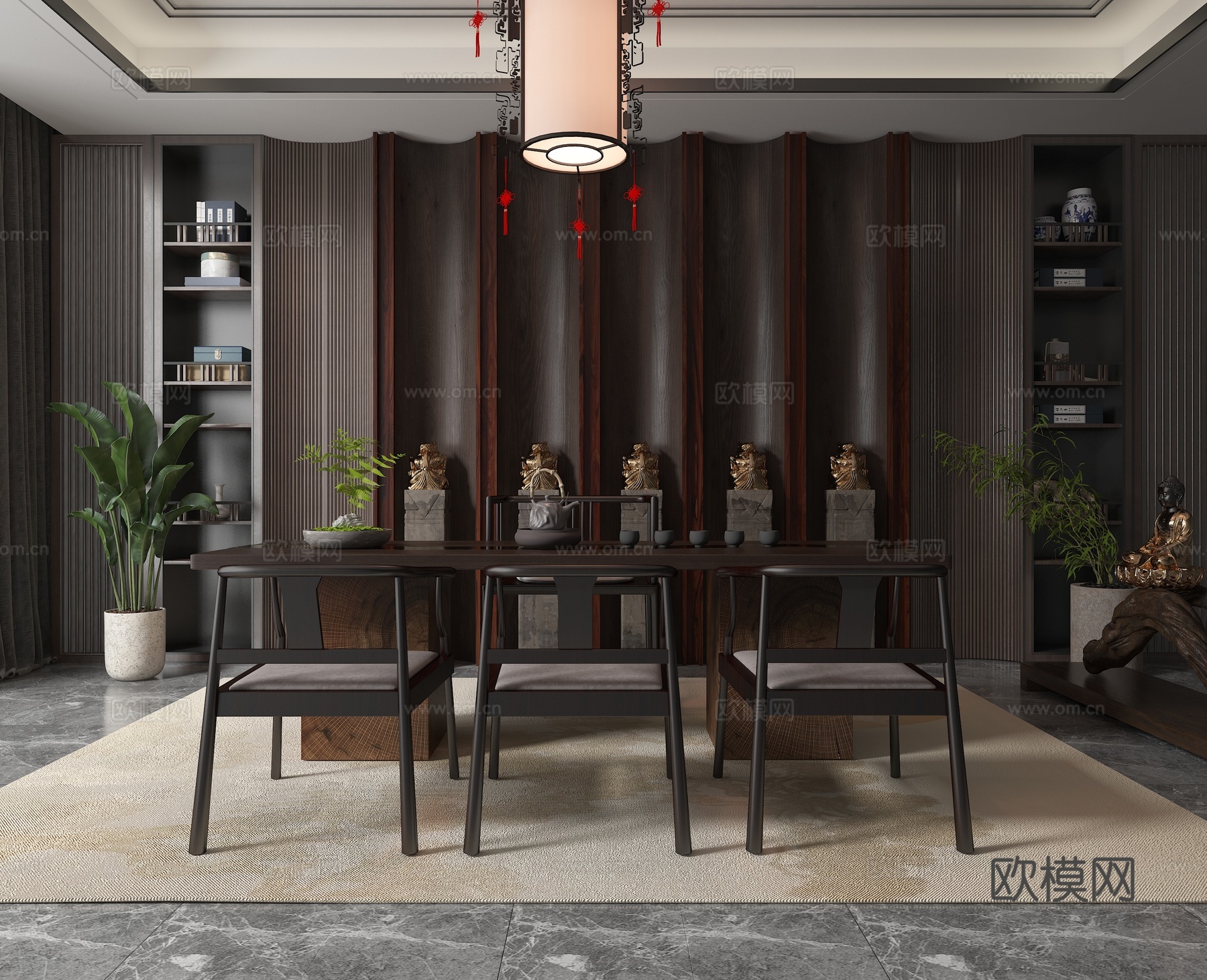 新中式茶室3d模型下载