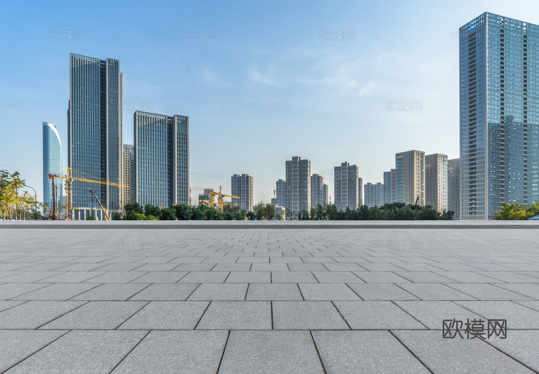 现代城市白天外景道路外景