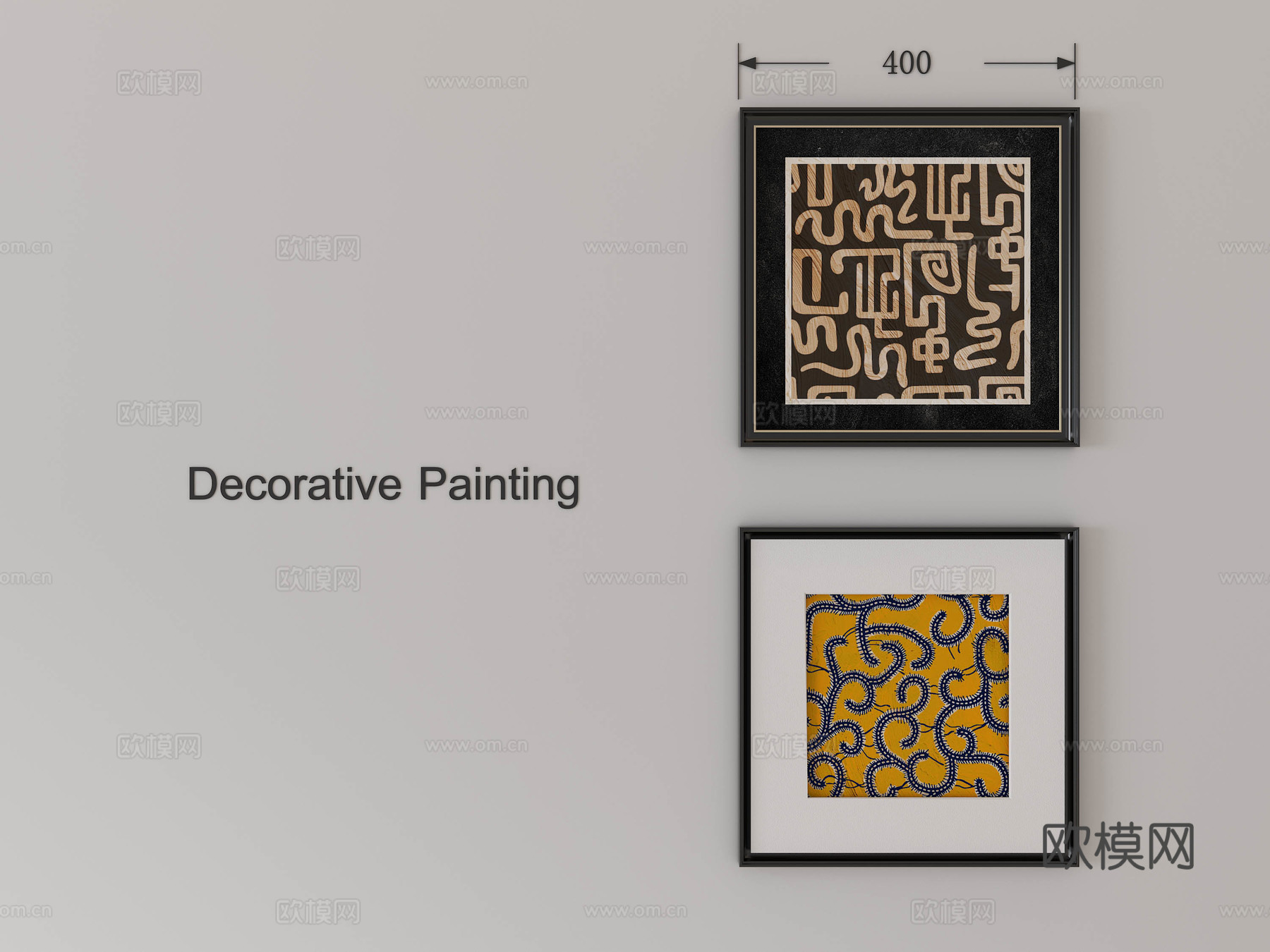 中古装饰画 油画 挂画 相框 侘寂装饰画3d模型