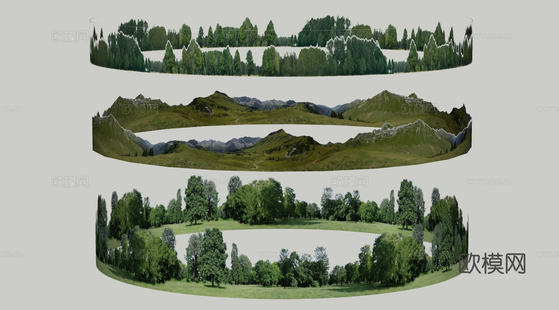 现代远景背景 环形背景 户外远景 环境背景su模型