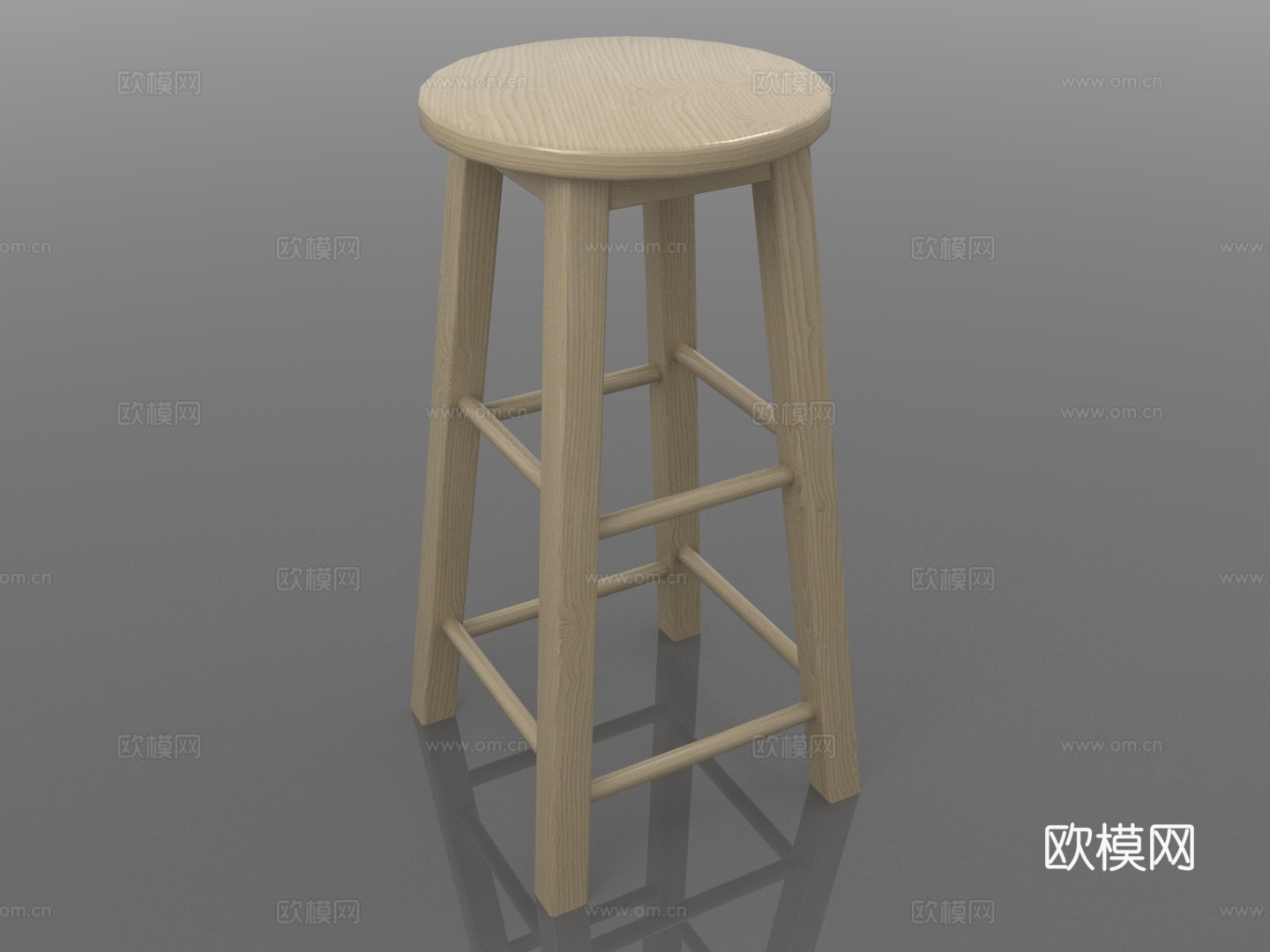 高脚凳 吧台凳 实木凳 圆凳 酒吧凳3d模型