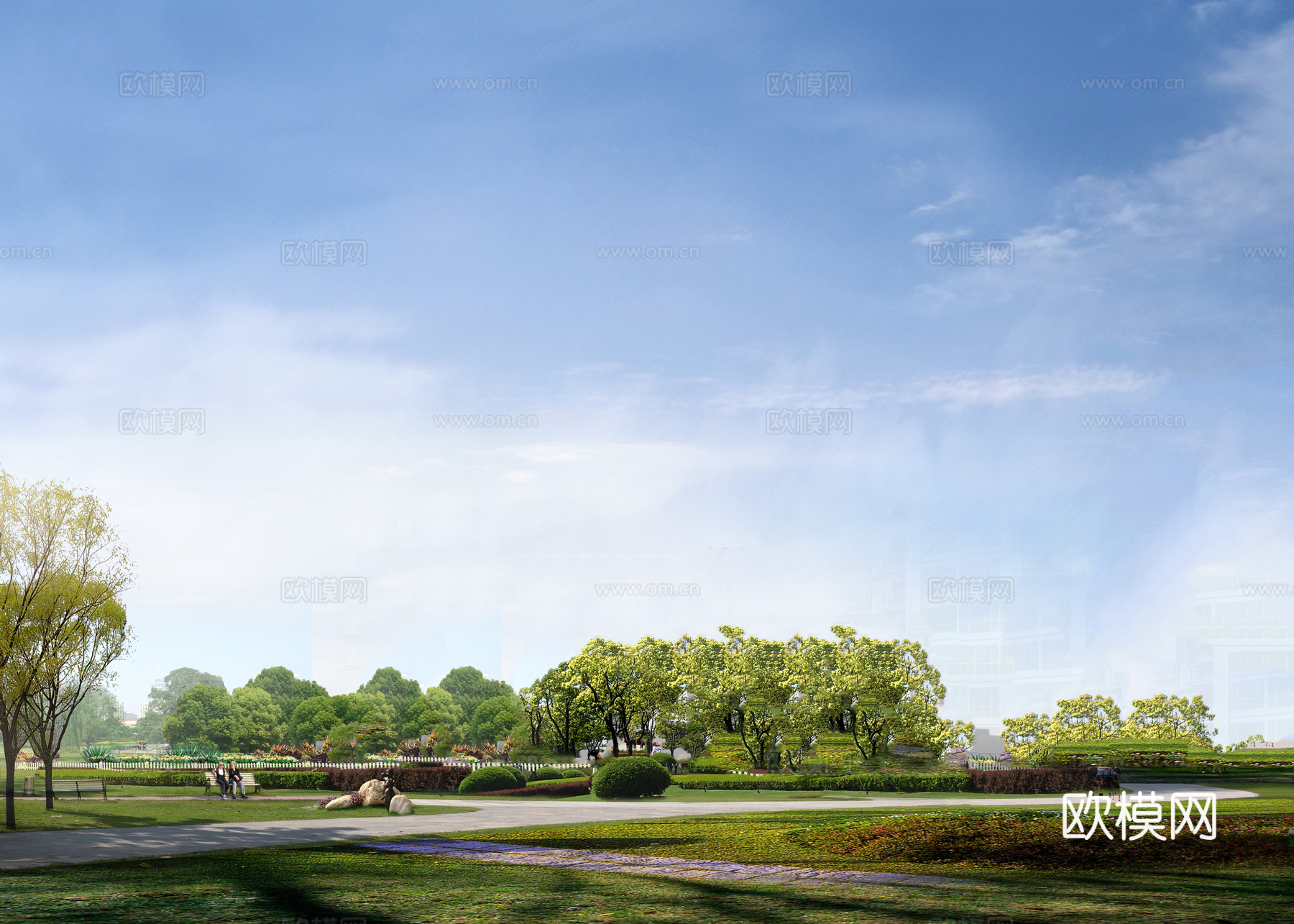 现代白天小区外景天空外景公园外景