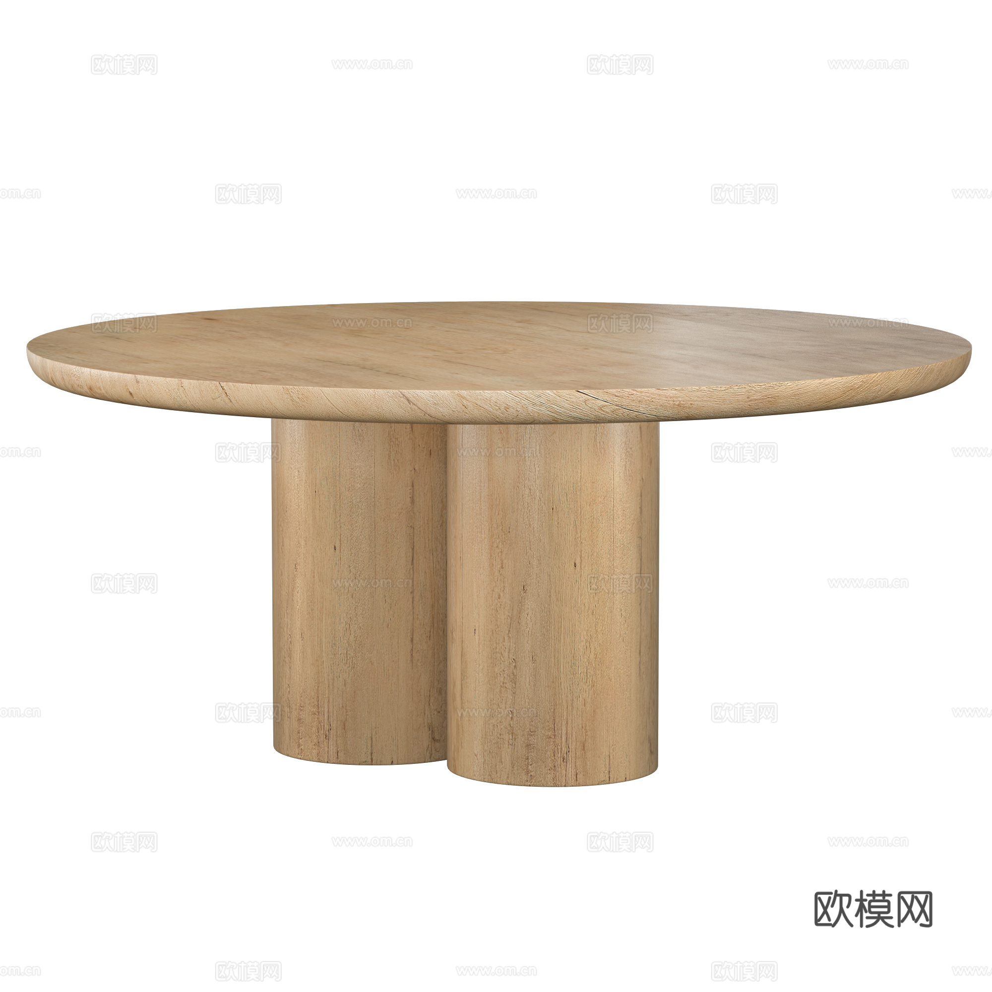 新中式实木圆餐桌3d模型下载（渲染图5）