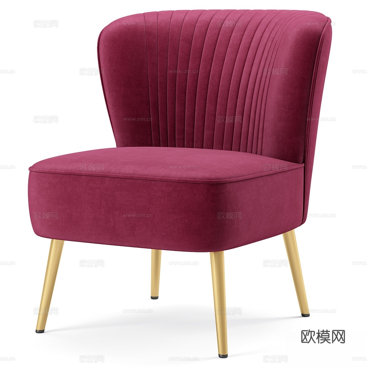 现代奢华天鹅绒无扶手椅3d模型