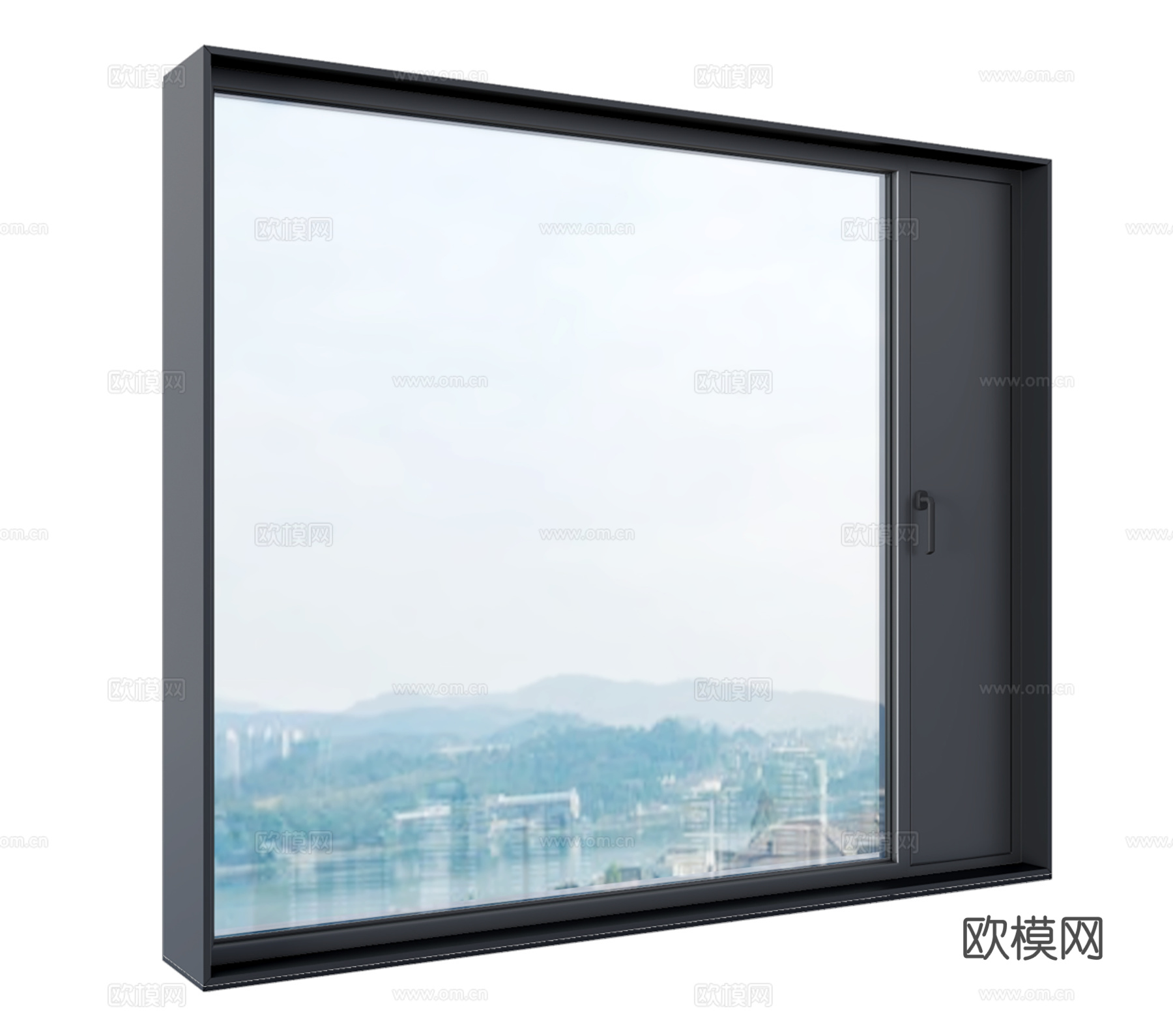 现代窗户 平开窗 极简窗户su模型