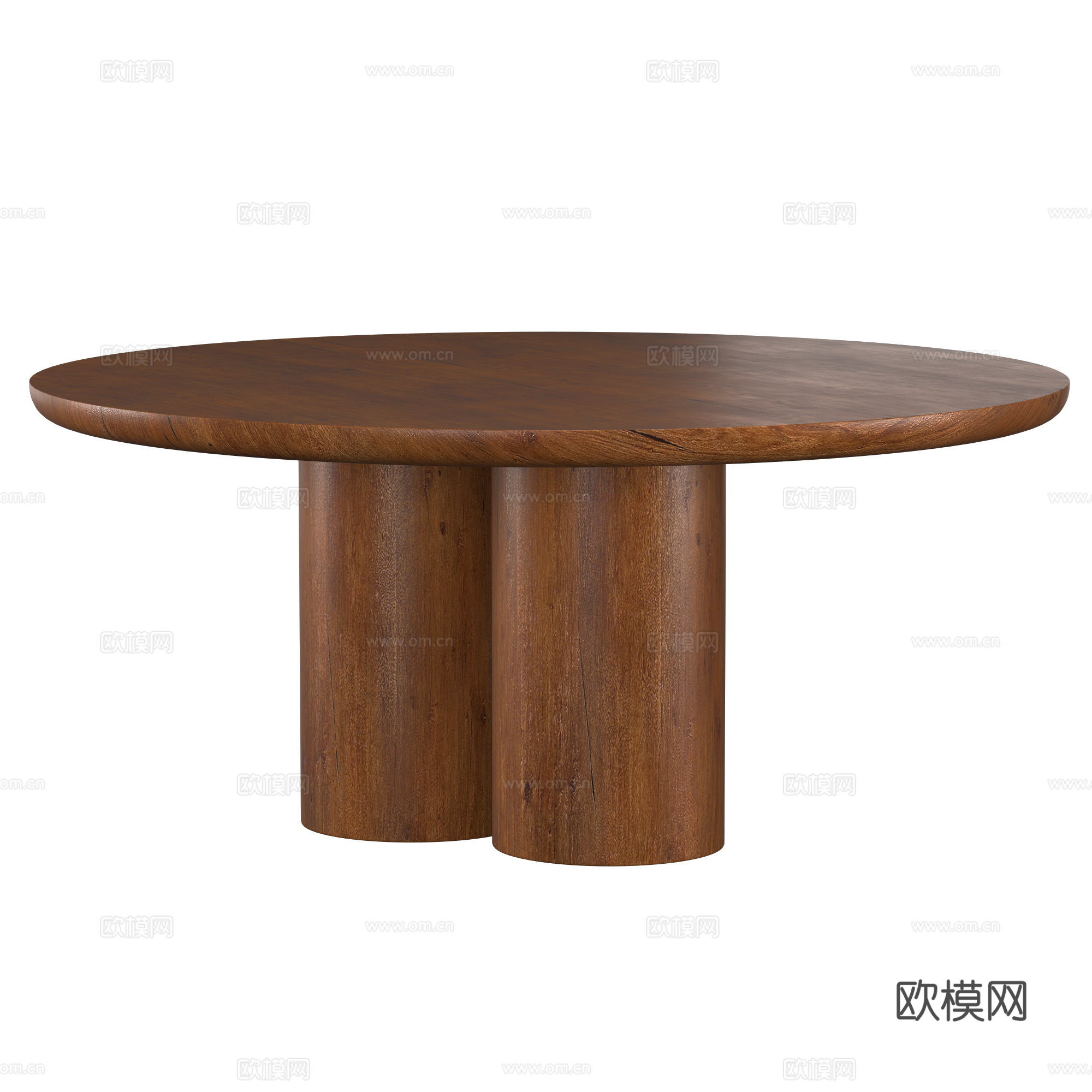 新中式实木圆餐桌3d模型下载（渲染图2）