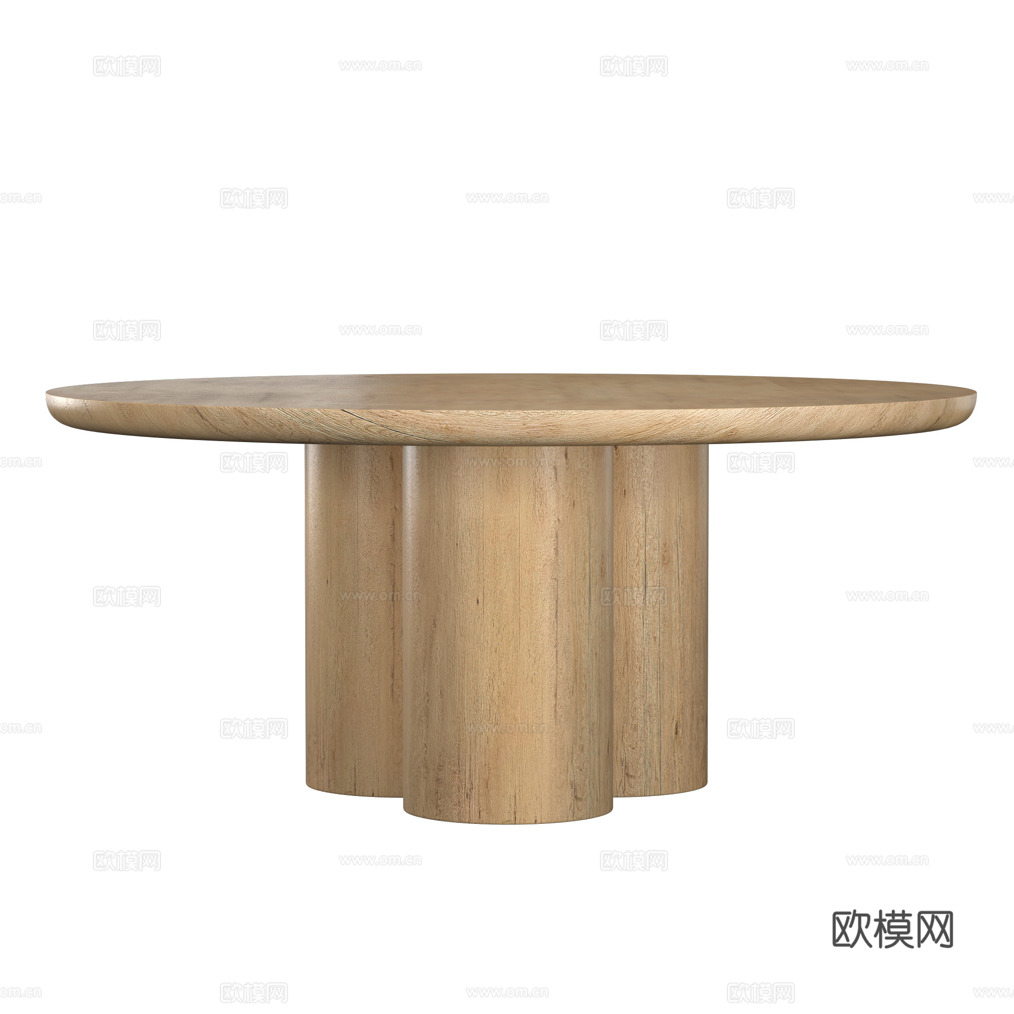 新中式实木圆餐桌3d模型下载（渲染图4）