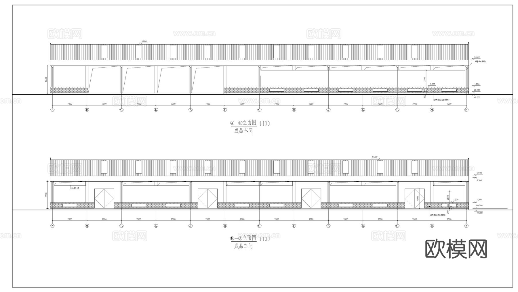 成品车间钢结构建筑施工图cad施工图
