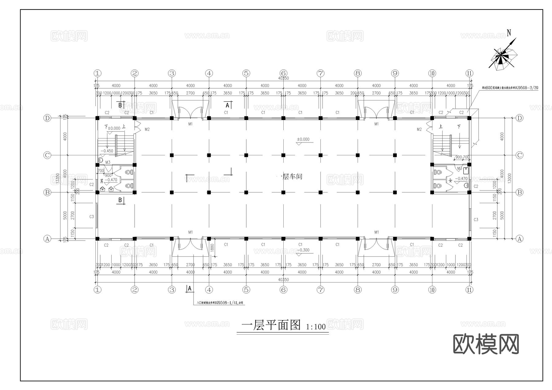 二层框架厂房设计图cad施工图