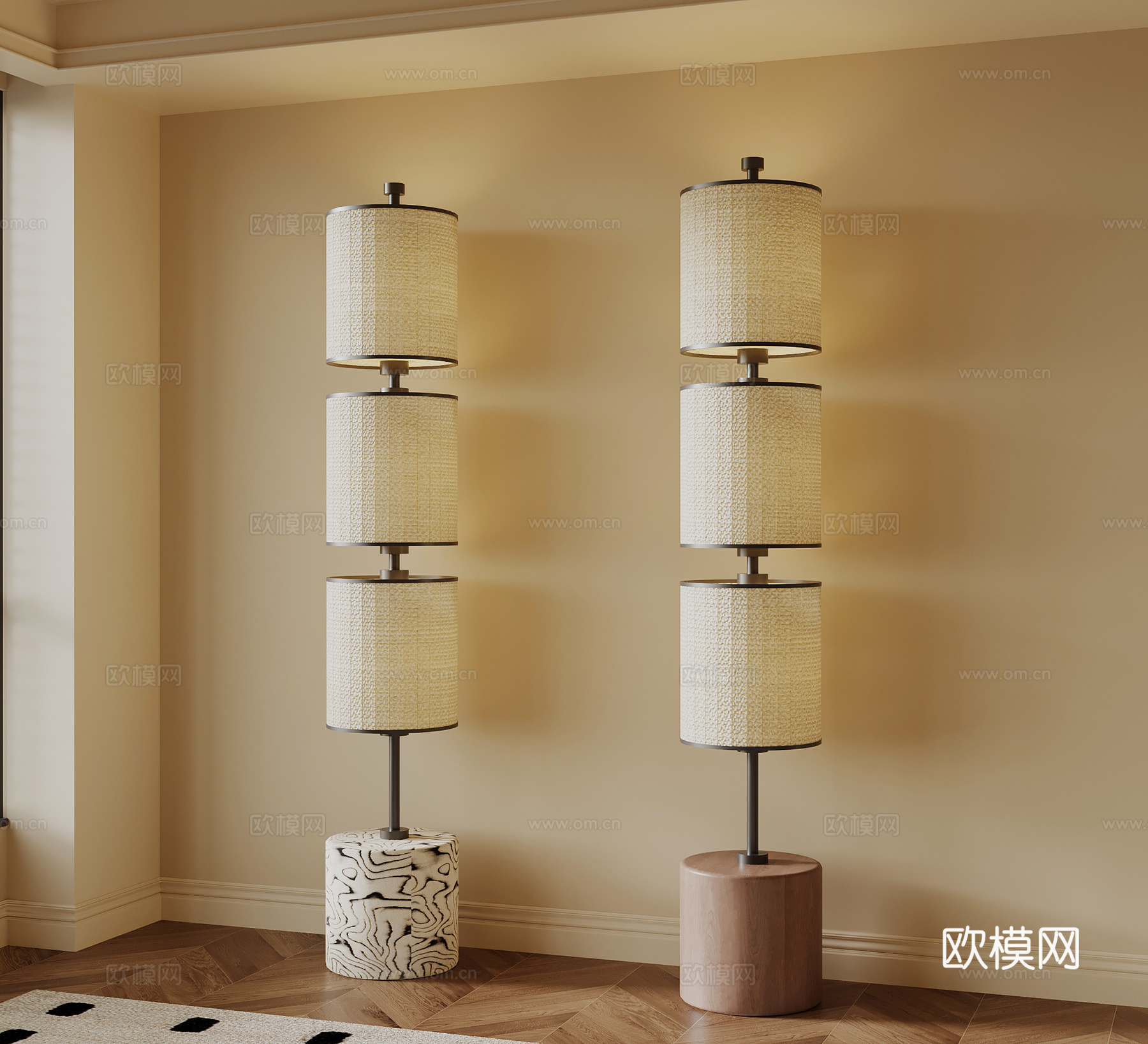 现代中古风落地灯su模型
