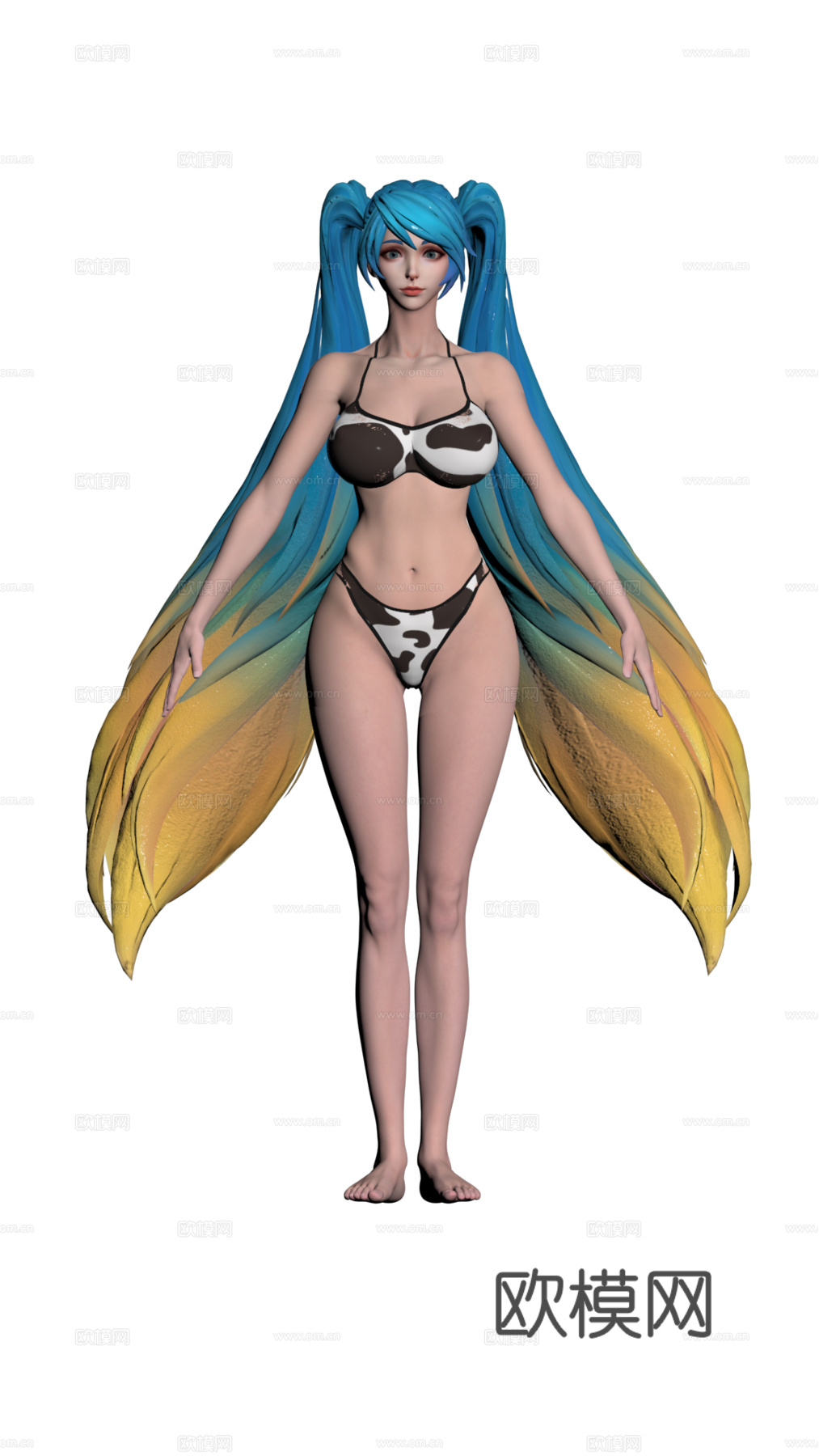 琴瑟仙女·娑娜，英雄联盟游戏辅助法师3d模型下载（渲染图2）