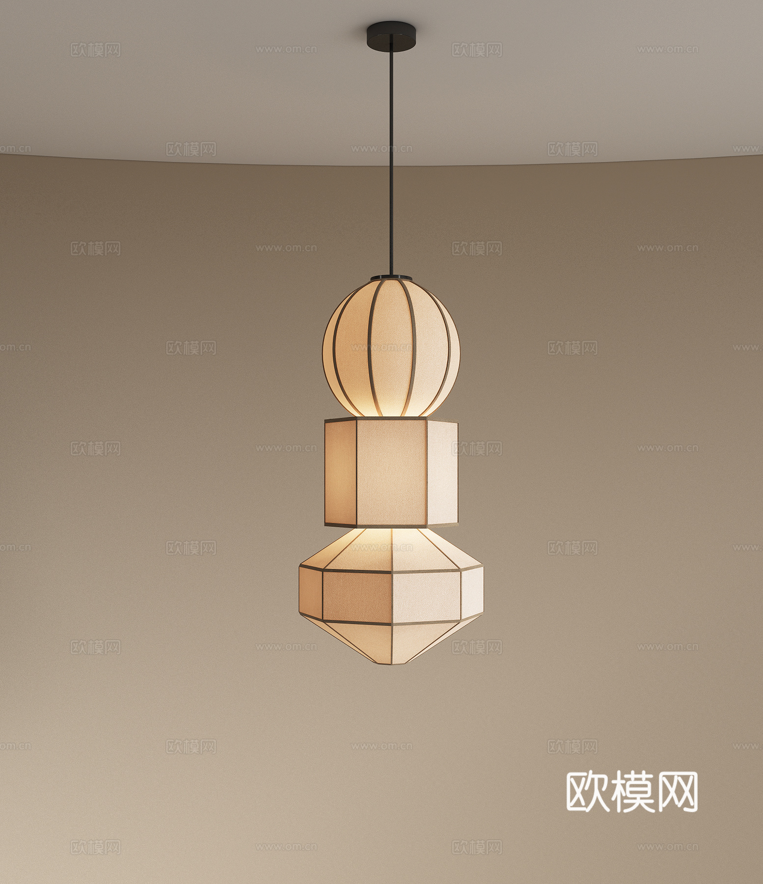 新中式吊灯 餐厅吊灯 楼梯间吊灯 大型吊灯 禅意吊灯3d模型