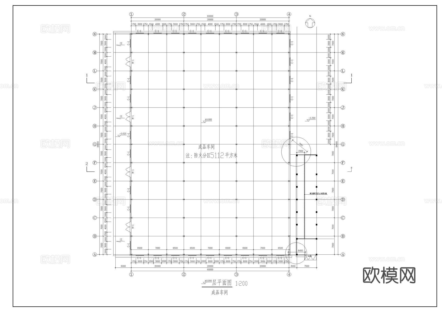 成品车间钢结构建筑施工图cad施工图