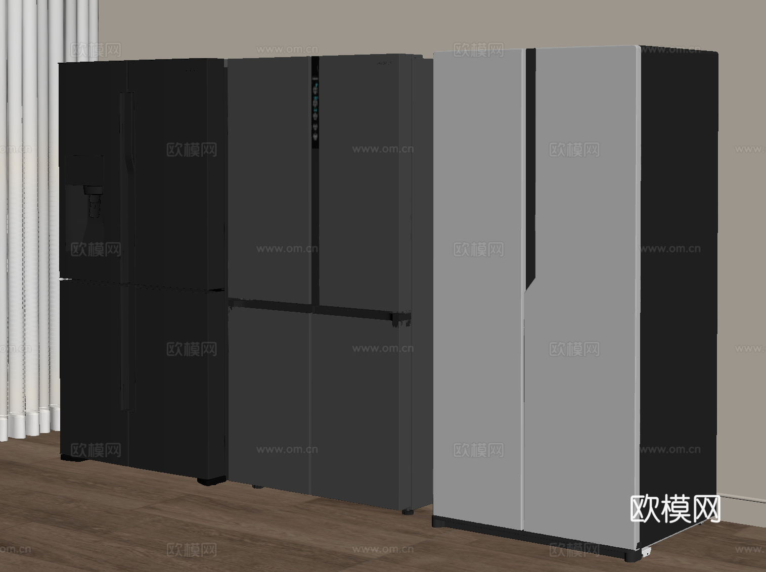 冰箱 双开门冰箱 四开门冰箱su模型