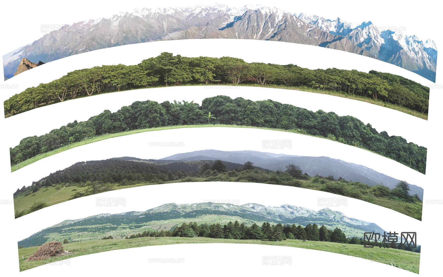 现代远景背景 环形背景 户外远景 环境背景su模型