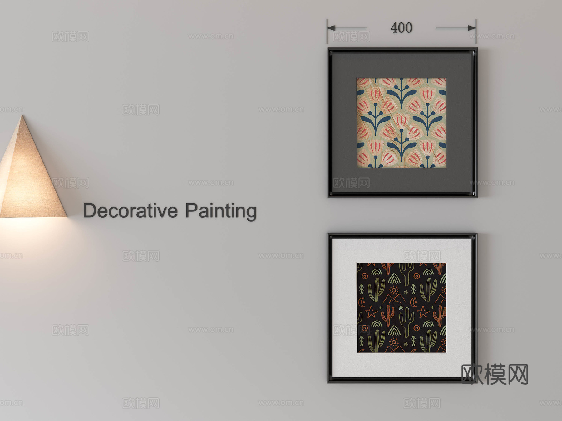 现代中古装饰画 油画 挂画 相框 侘寂装饰画3d模型