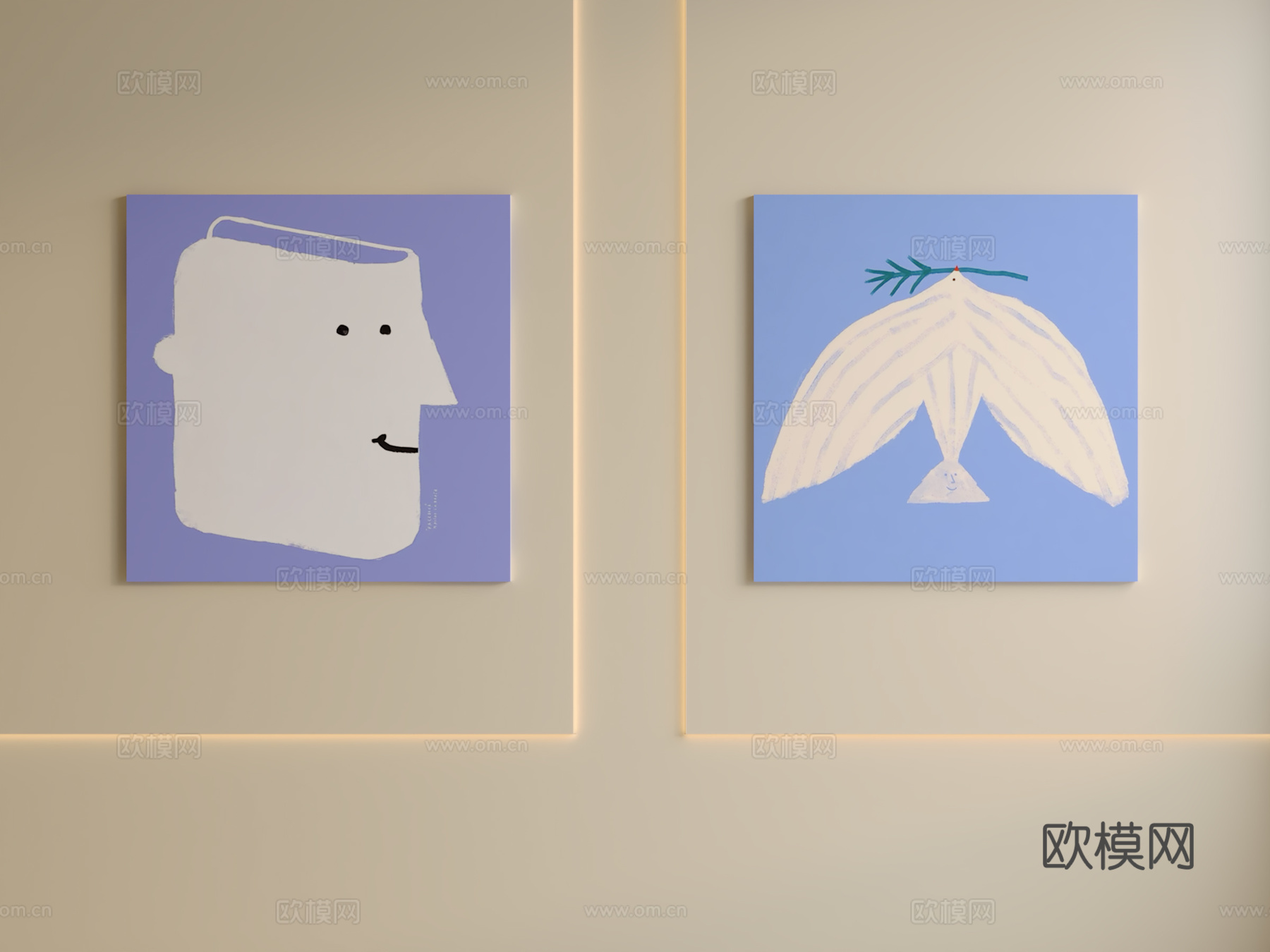 现代儿童房挂画3d模型