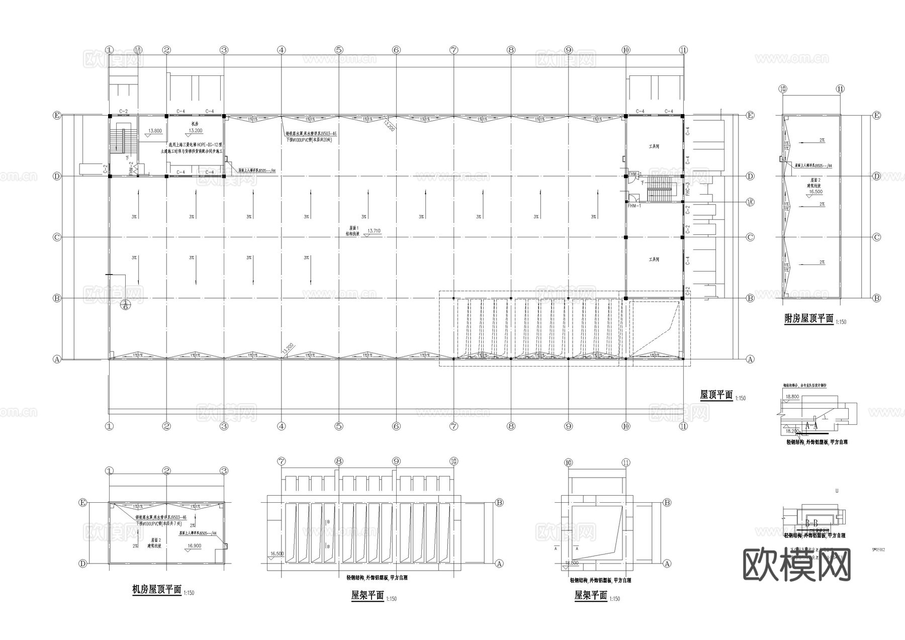 工厂建筑施工图纸cad施工图
