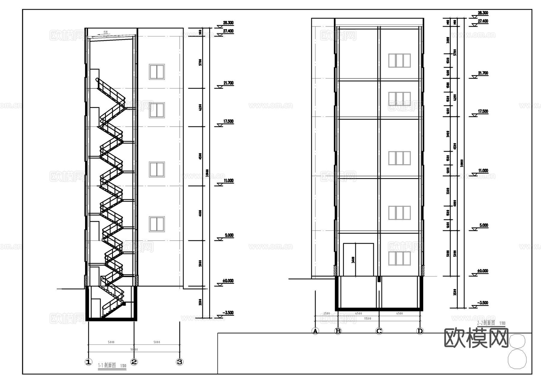 高层钢结构厂房施工图cad施工图