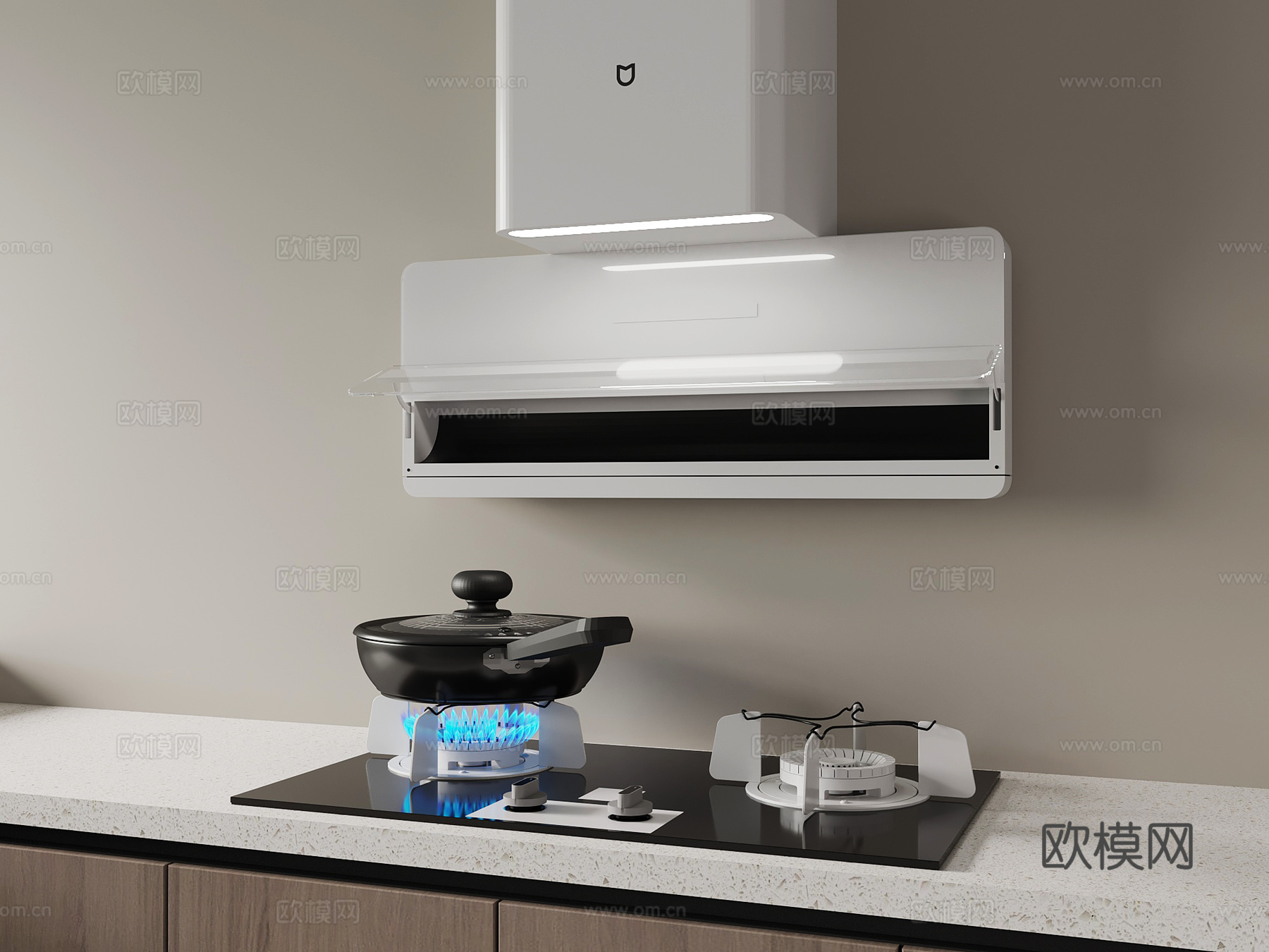 油烟机 燃气灶 厨具 烟机灶具 炒菜锅3d模型