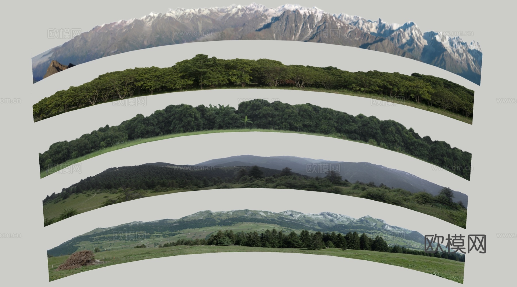 现代远景背景 环形背景 户外远景 环境背景su模型