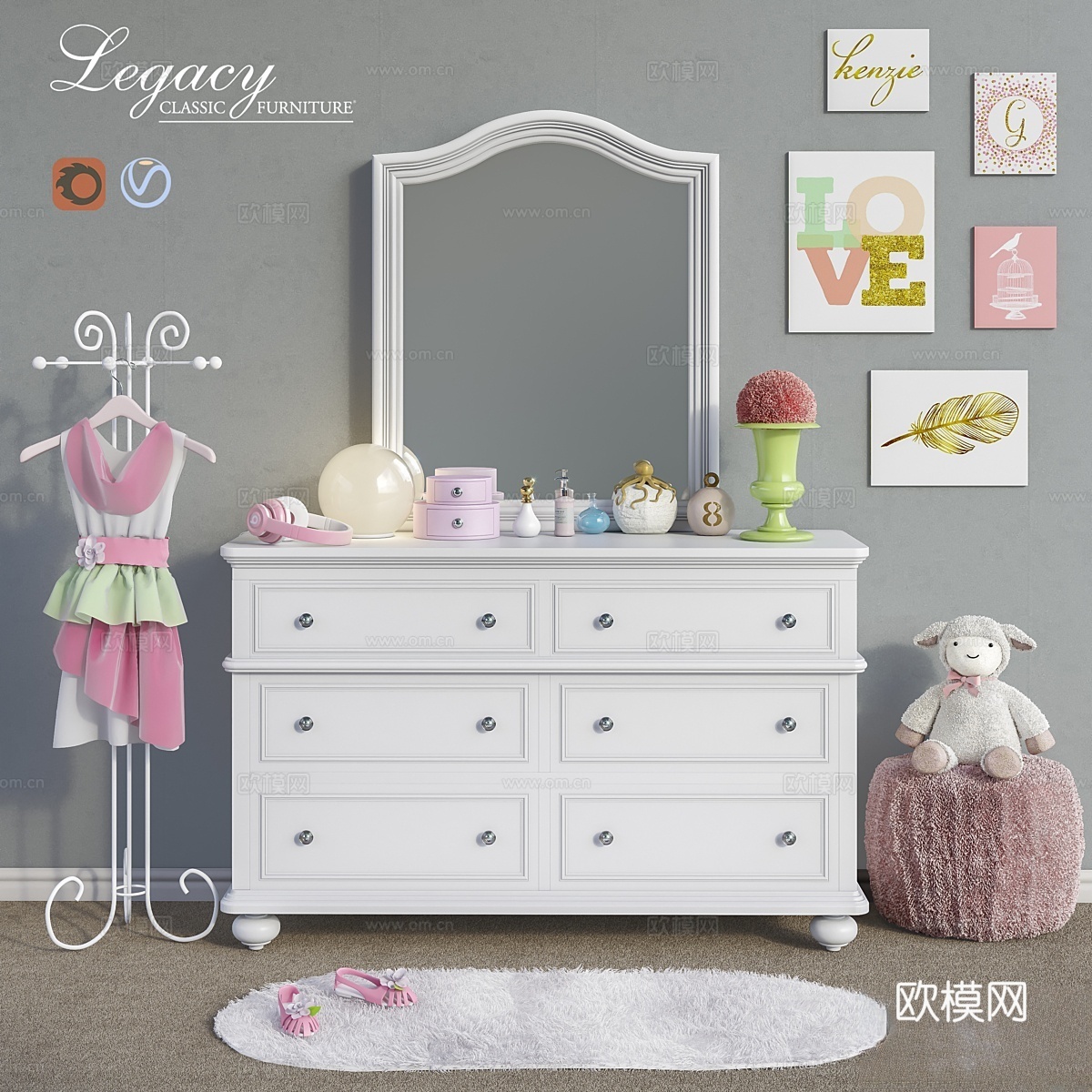 家具 Legacy Classic，配件，装饰与 t3d模型