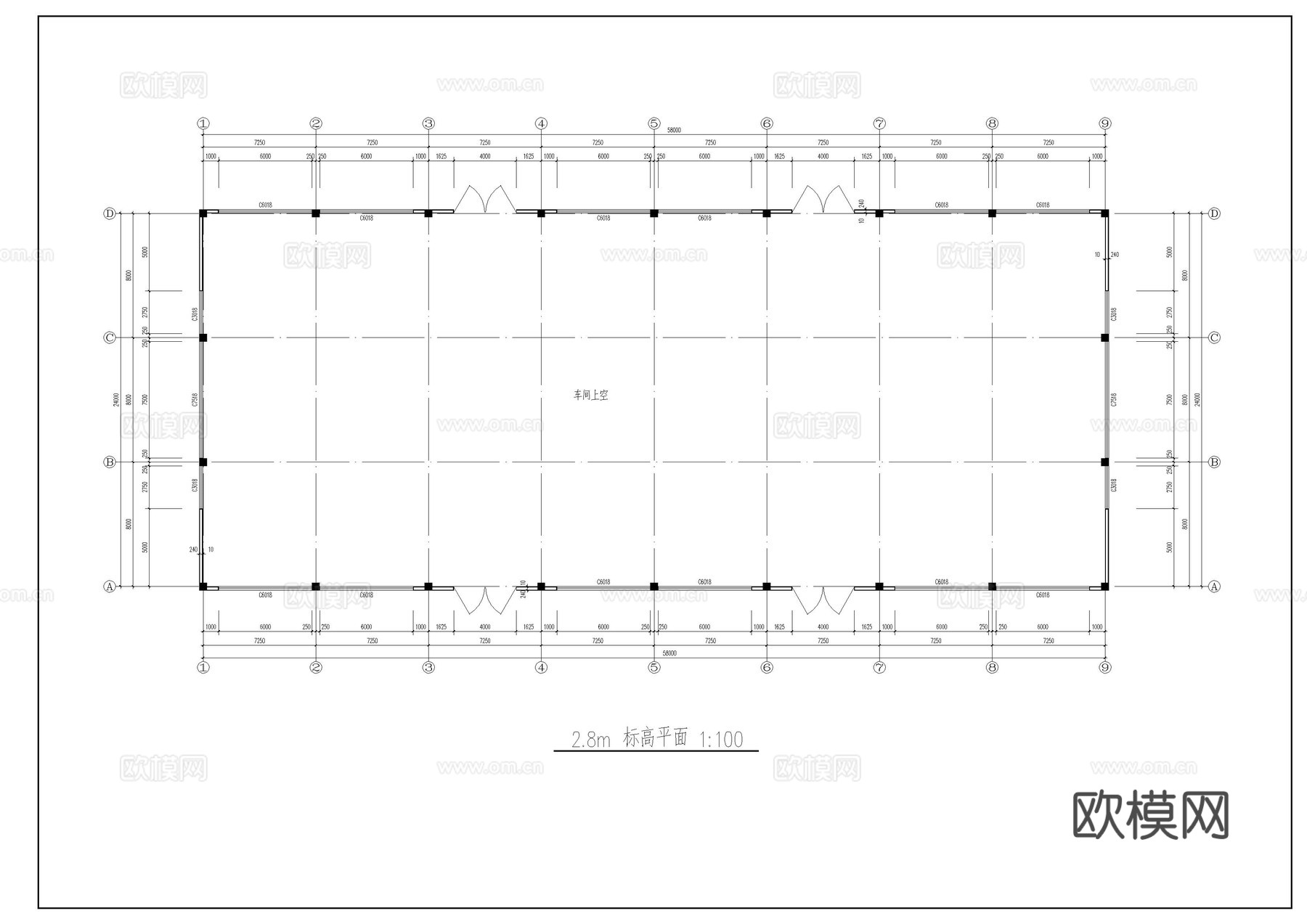 单层厂房建筑施工图cad施工图
