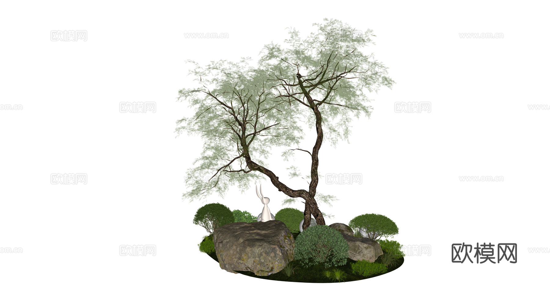 景观造型植物组合 地被灌木植物堆su模型