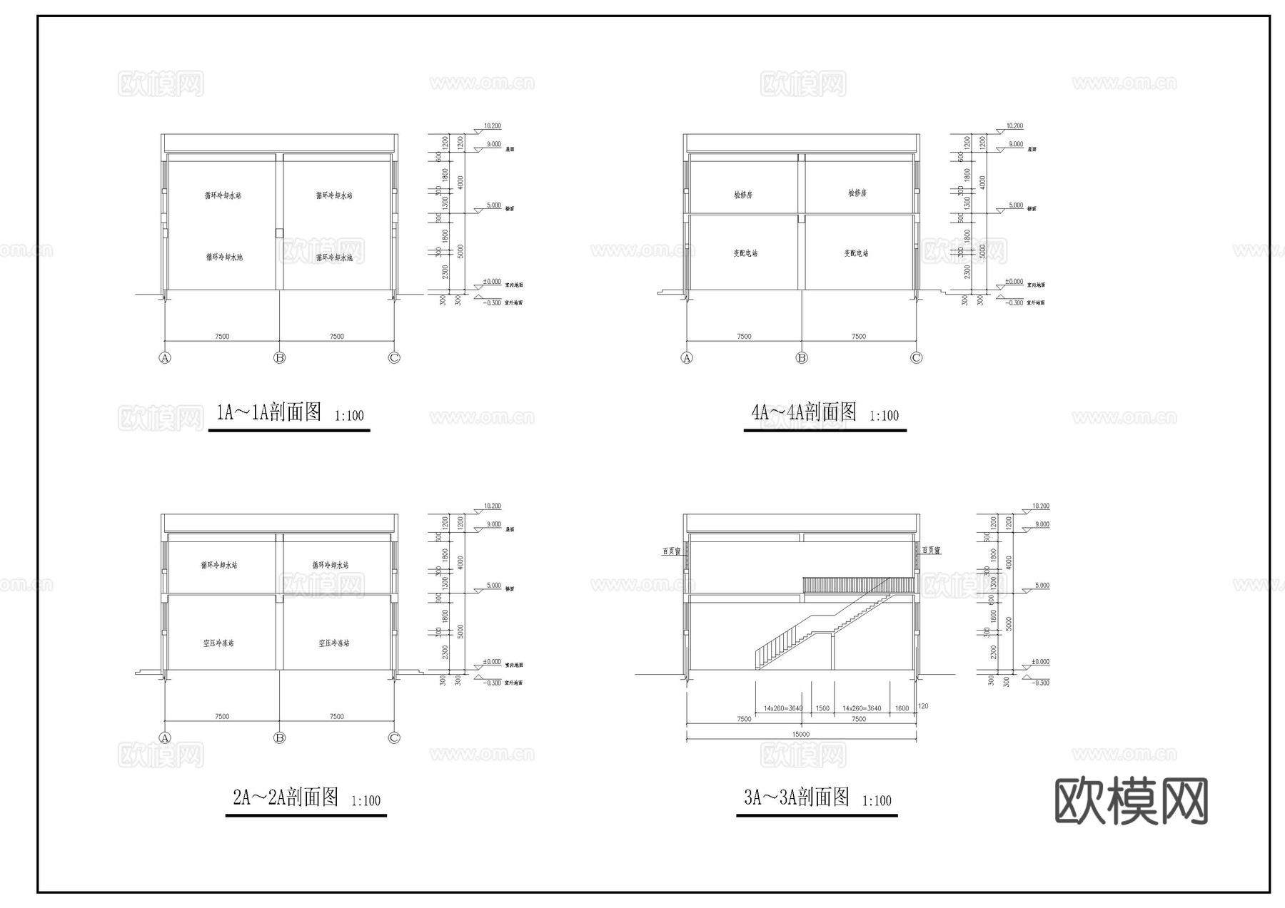 动力车间建筑施工图cad施工图