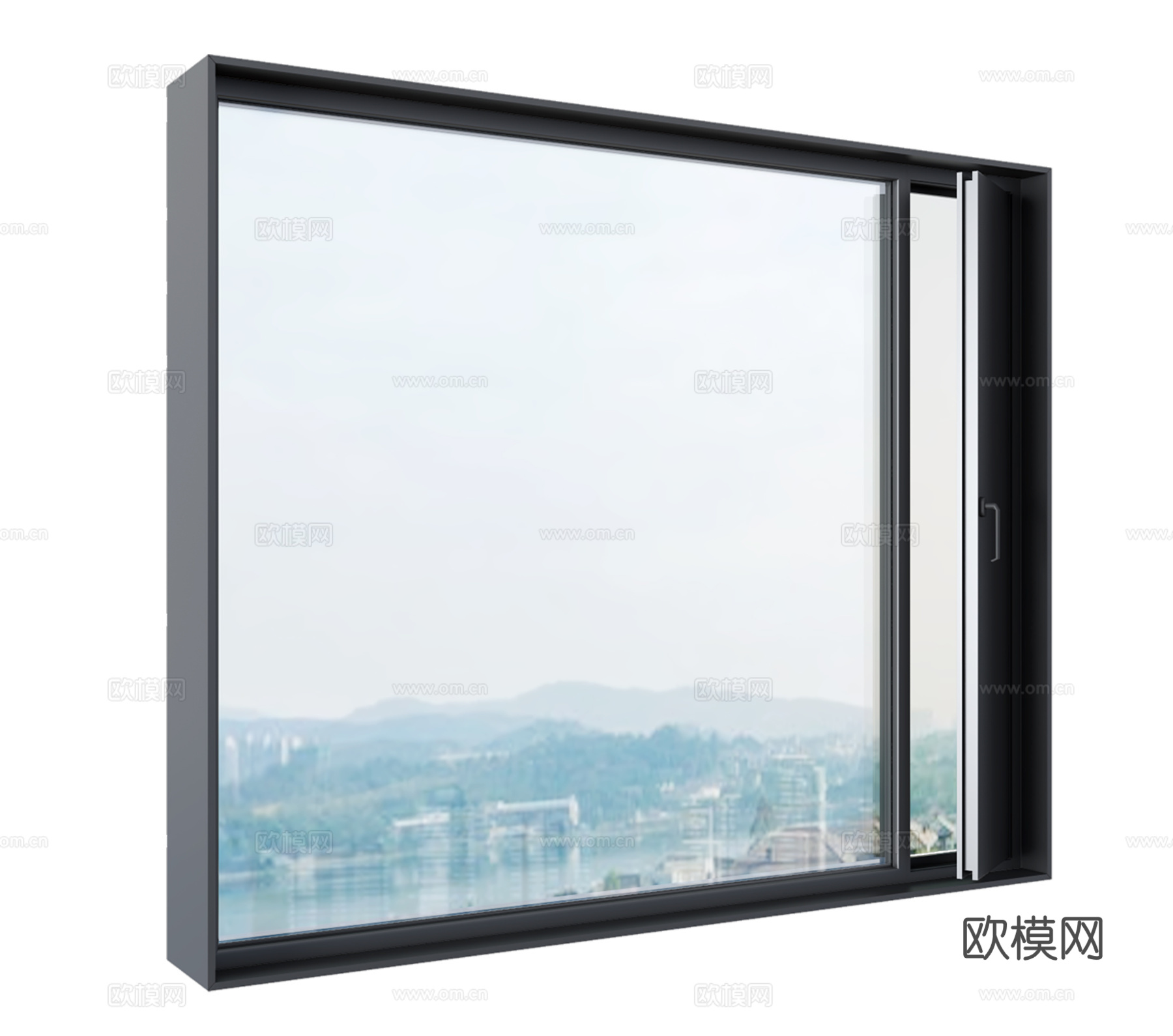 现代窗户 平开窗 极简窗户su模型
